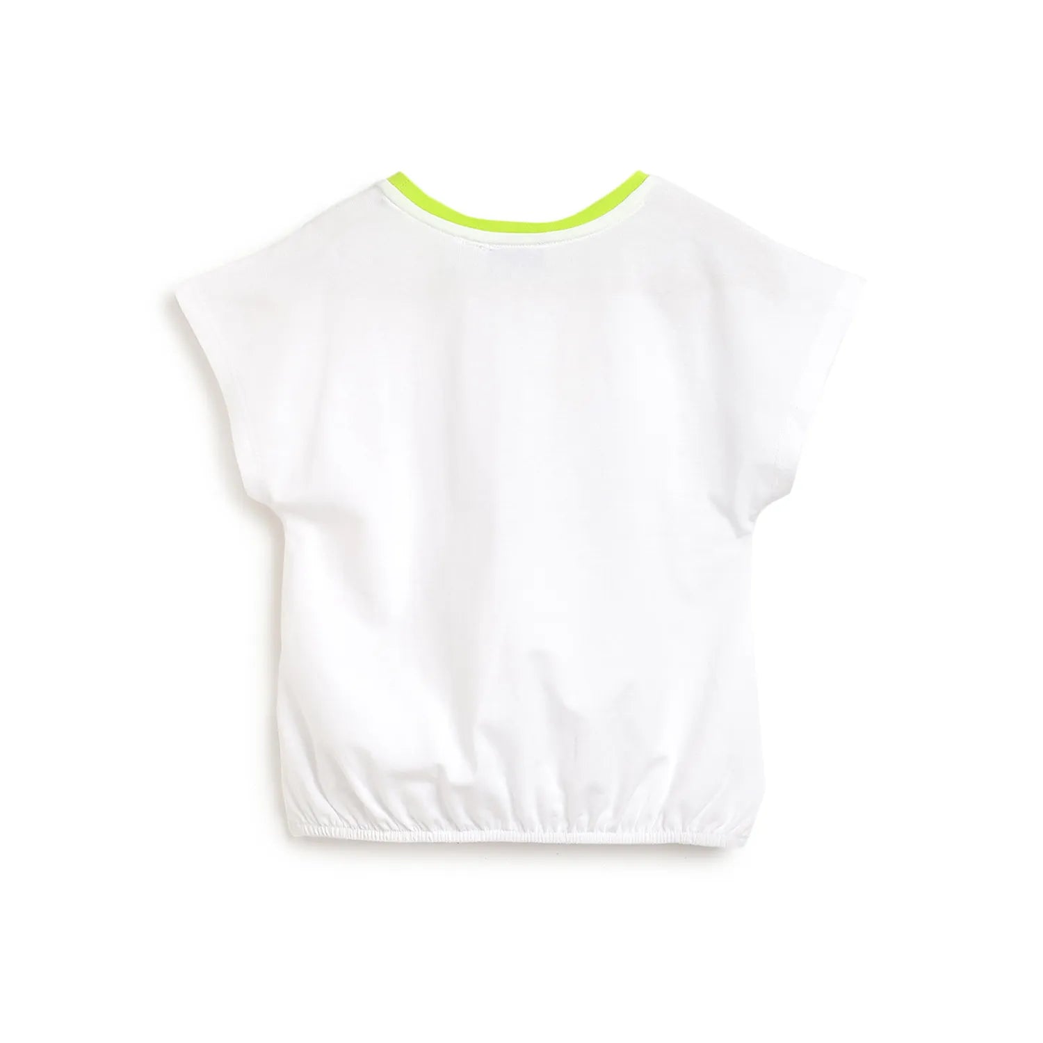 Girls White & Black Printed Top with Shorts