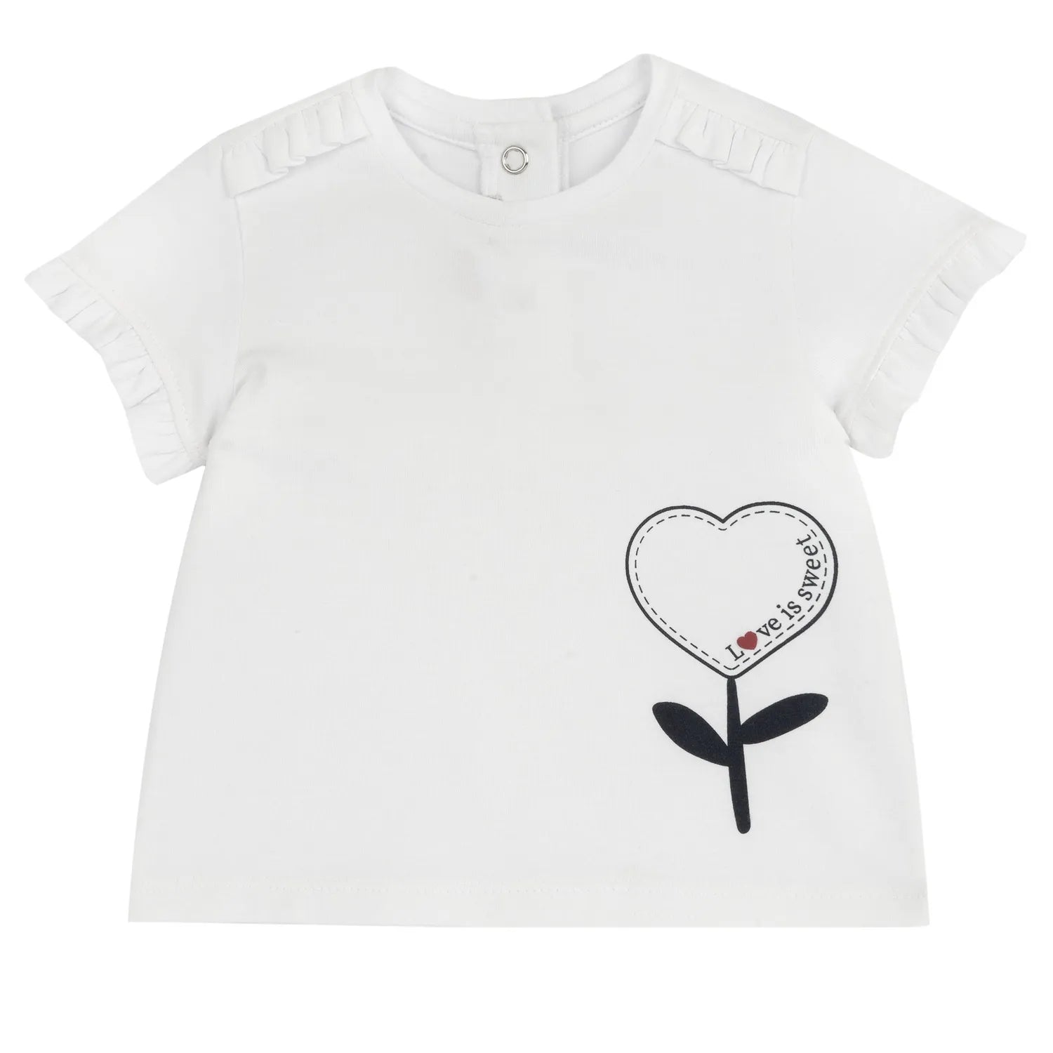 Girls White and Black Self Design T-shirt