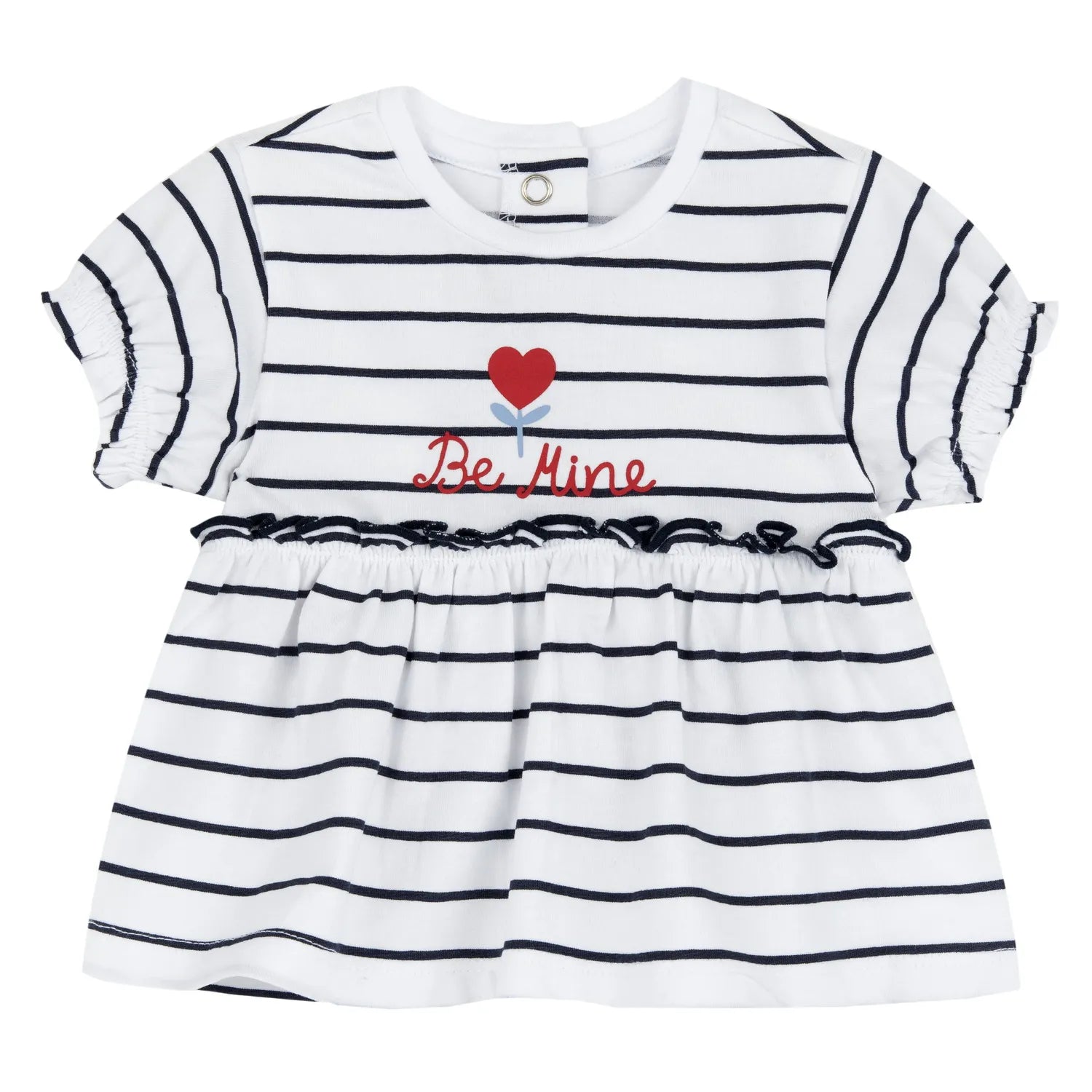 Girls White and Black Striped Top