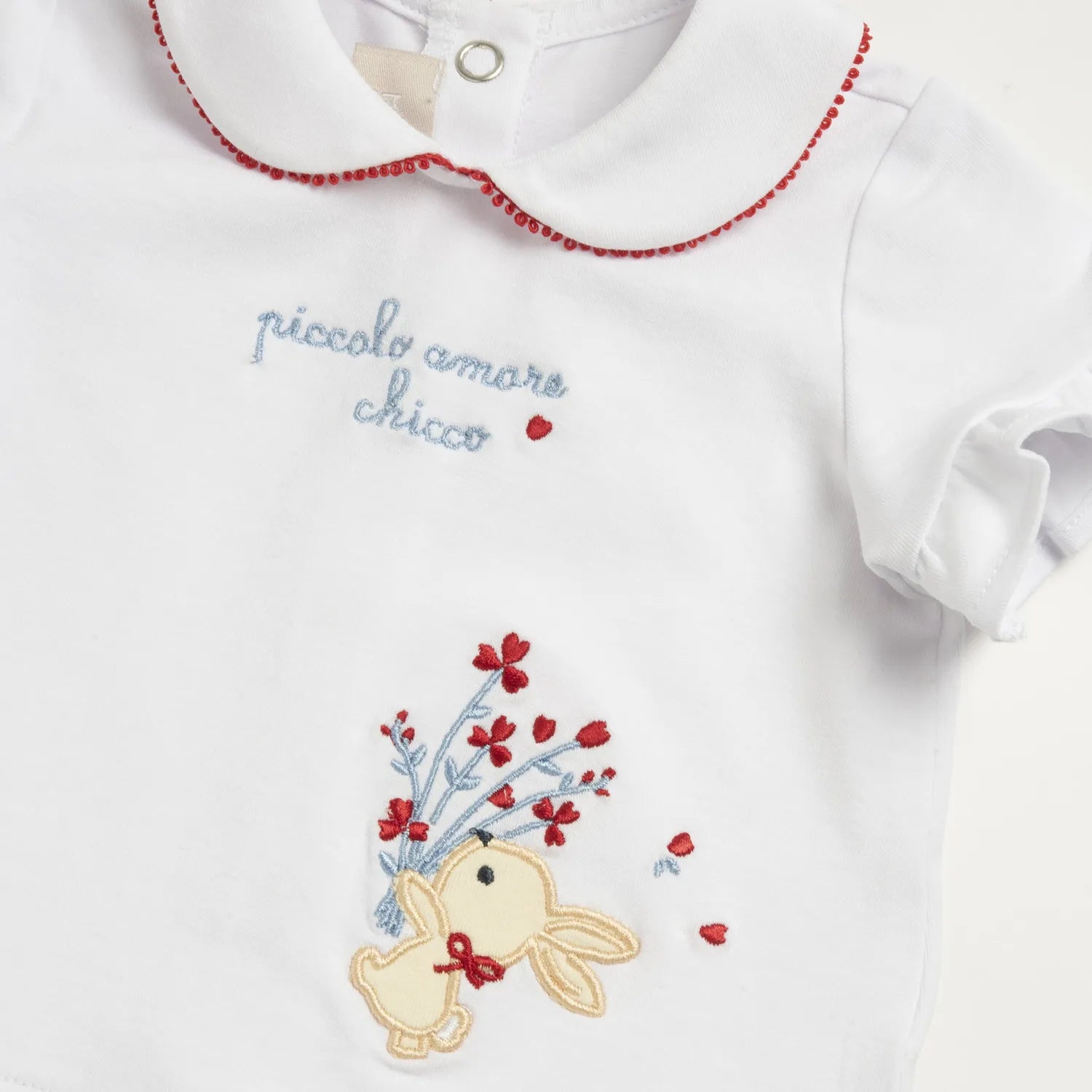 Girls White and Blue Embroidered T-Shirt with Shorts