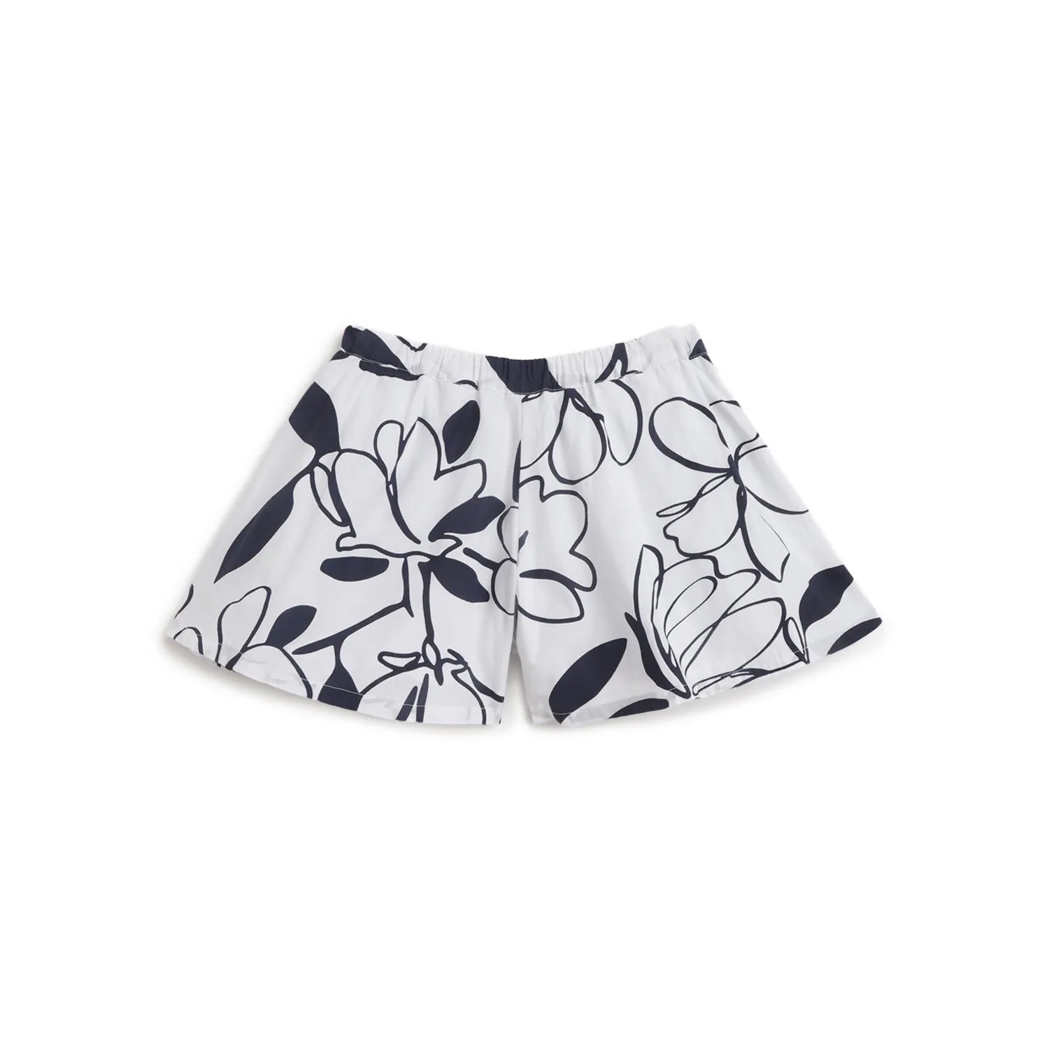 Girls White & Blue Floral Printed Shorts