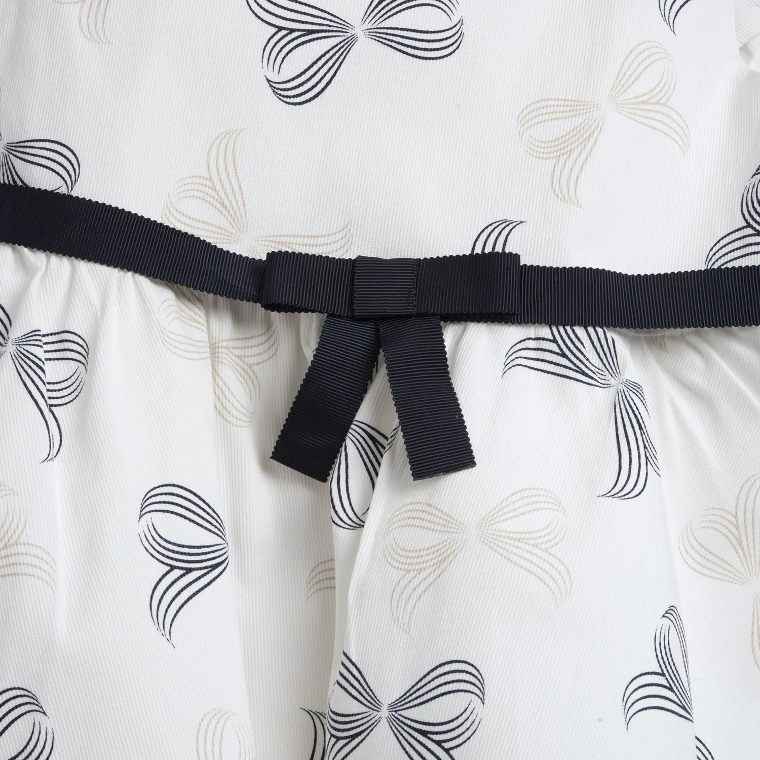 Girls White and Blue Printed Dress