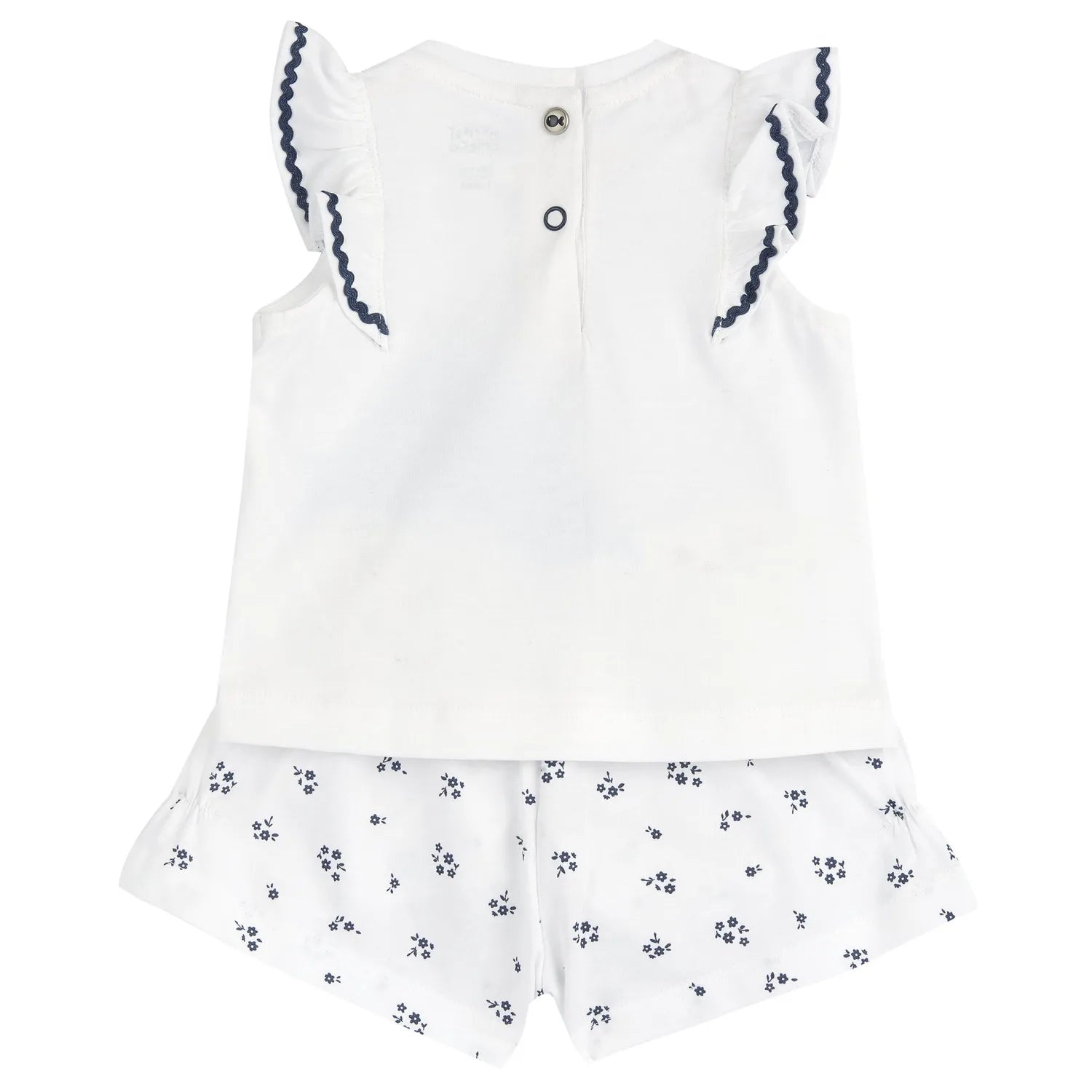 Girls White and Blue Printed Top with Shorts