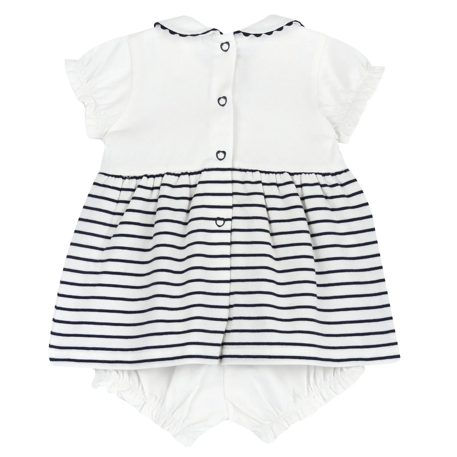 Girls White and Blue Striped Romper
