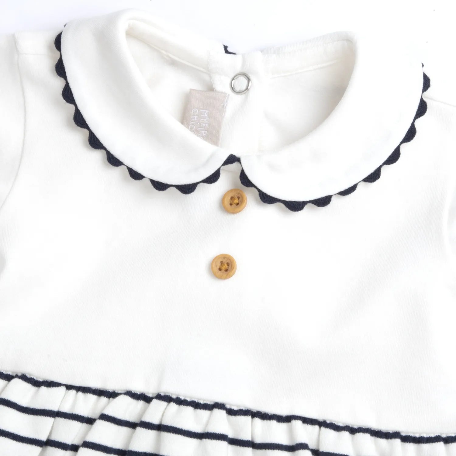 Girls White and Blue Striped Romper