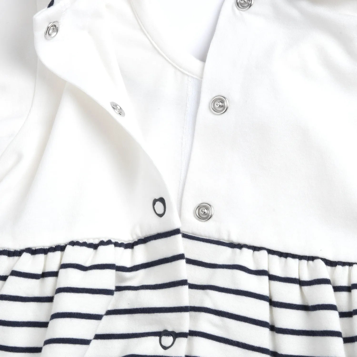 Girls White and Blue Striped Romper