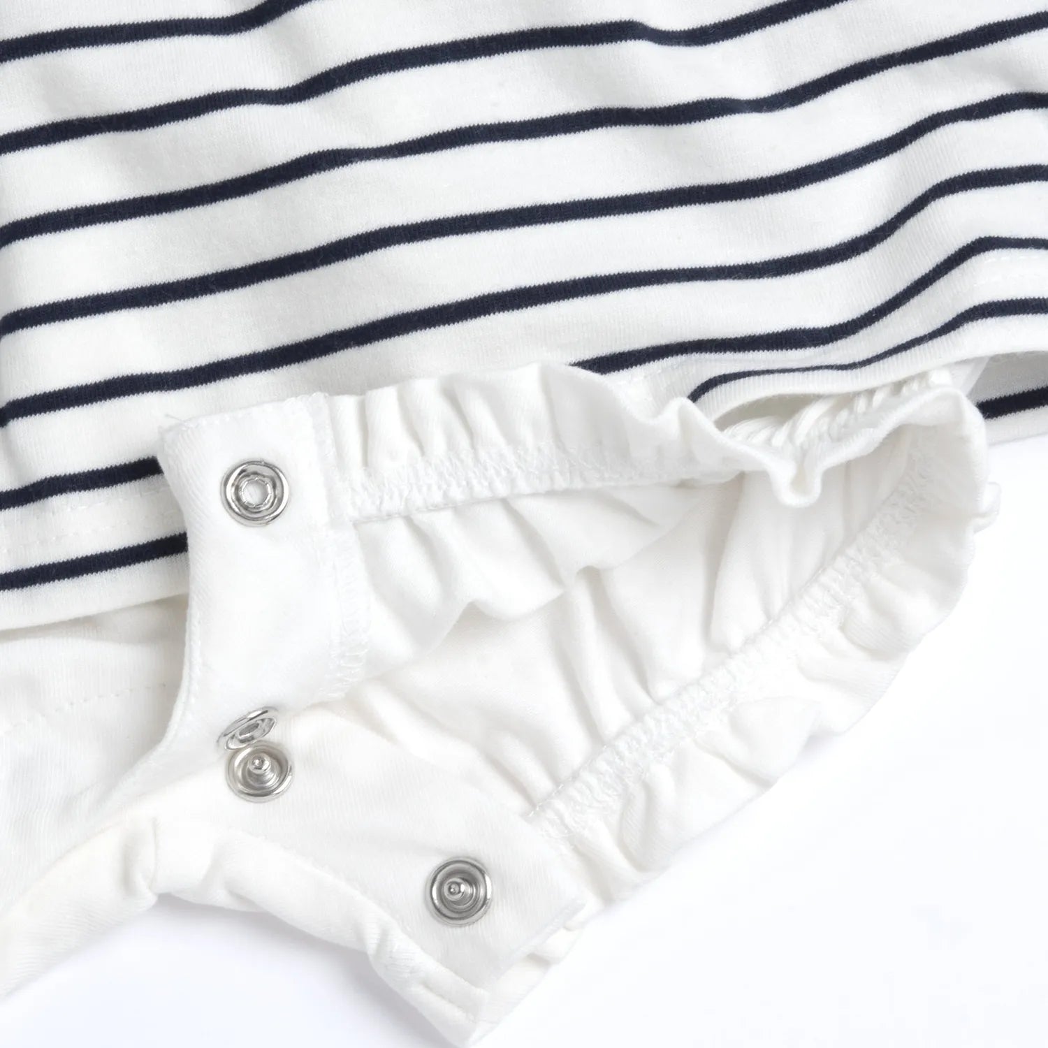 Girls White and Blue Striped Romper