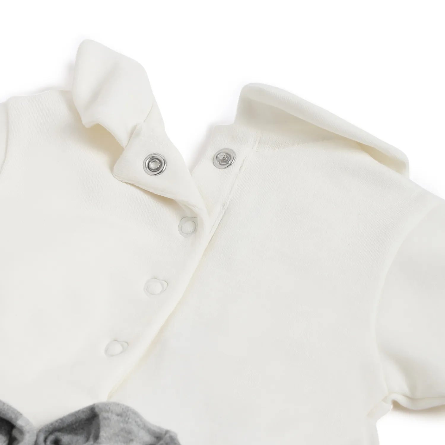 Girls White & Grey Applique A-Line Dress