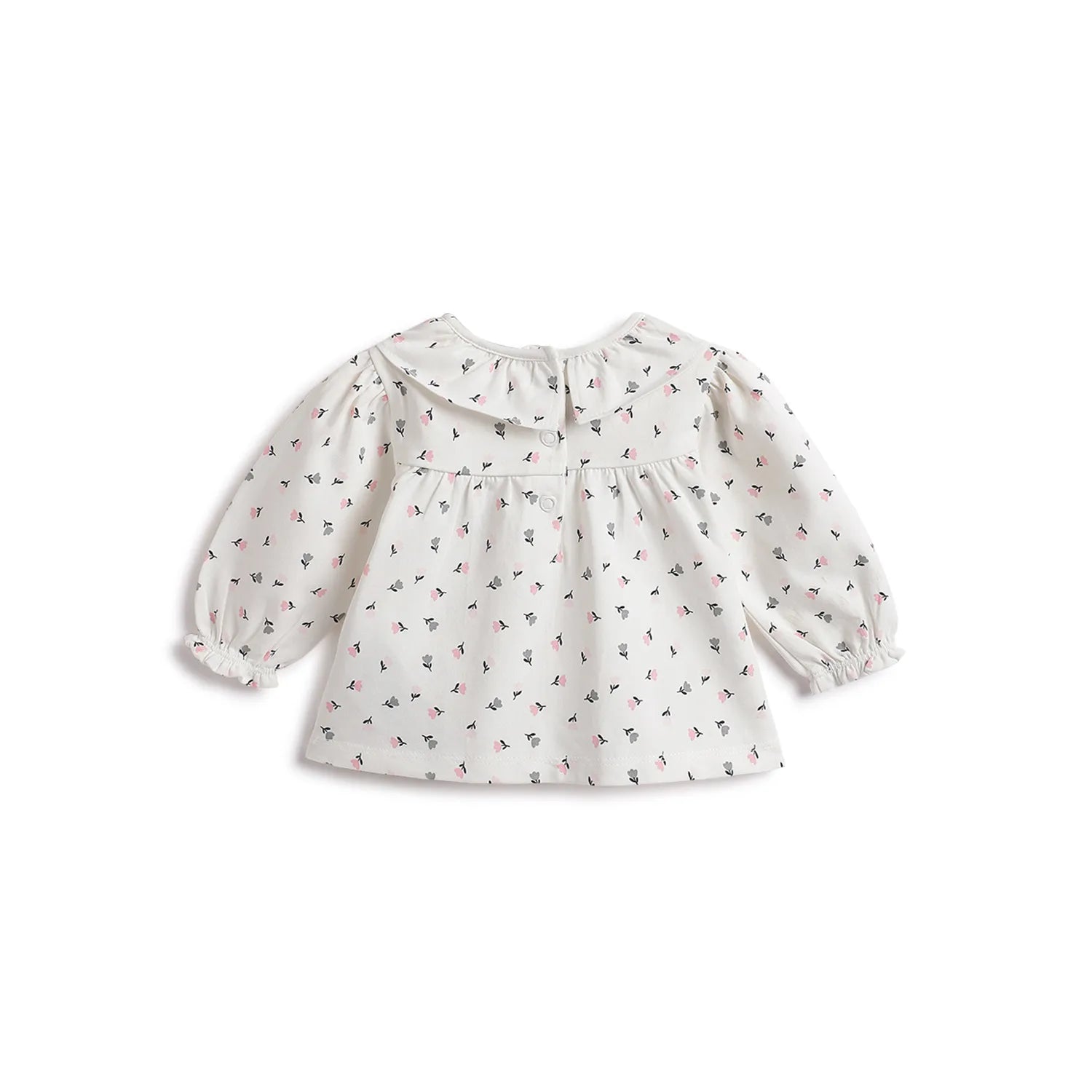 Girls White & Grey Printed Top With Leggings