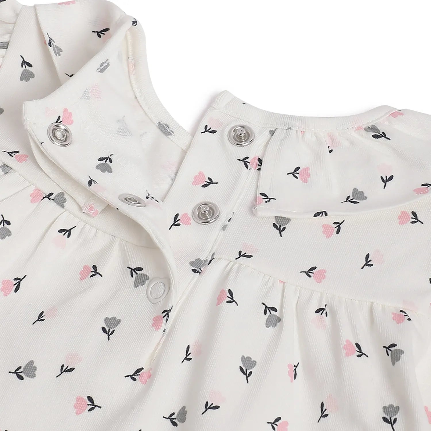 Girls White & Grey Printed Top With Leggings