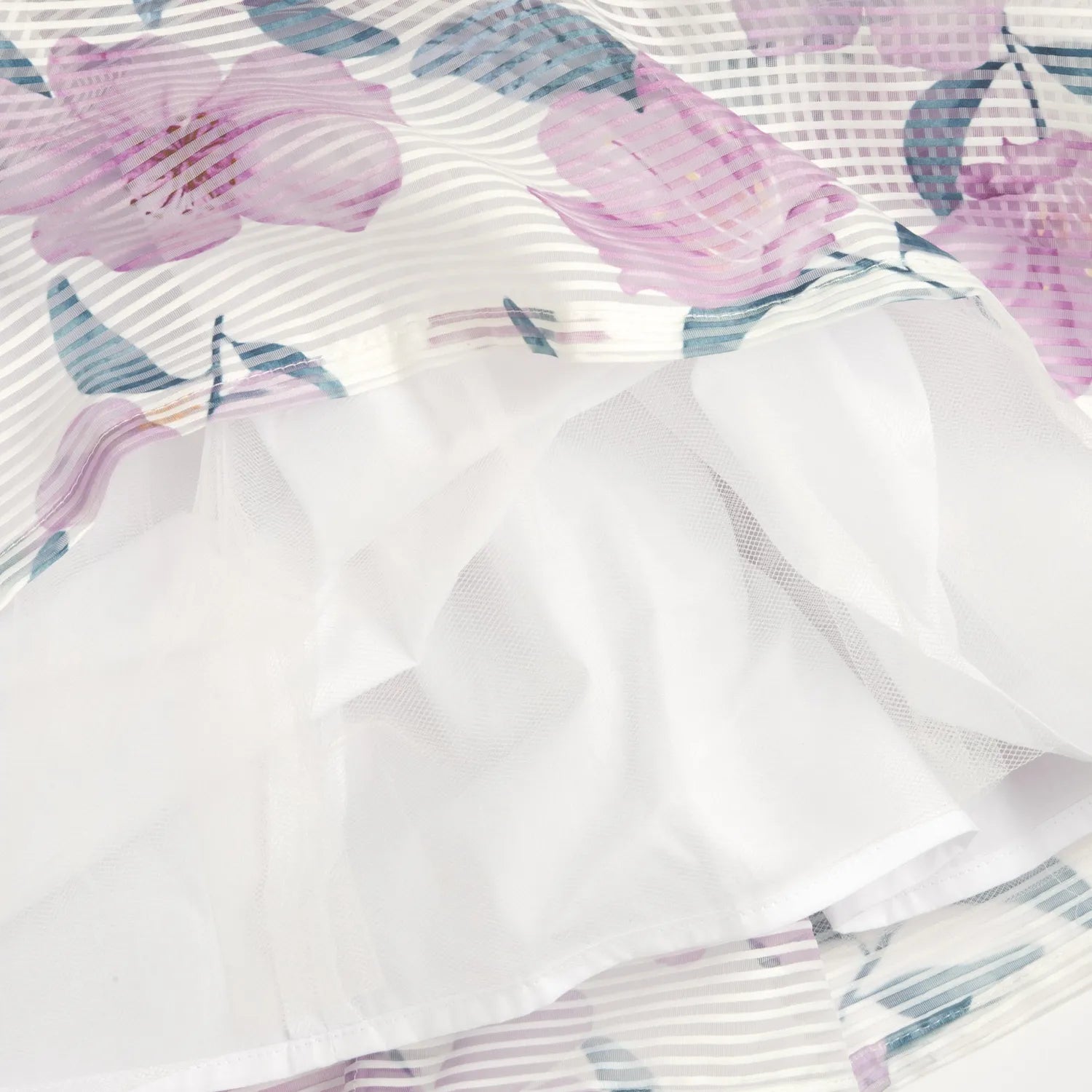 Girls White and Pink Floral Printed Dress