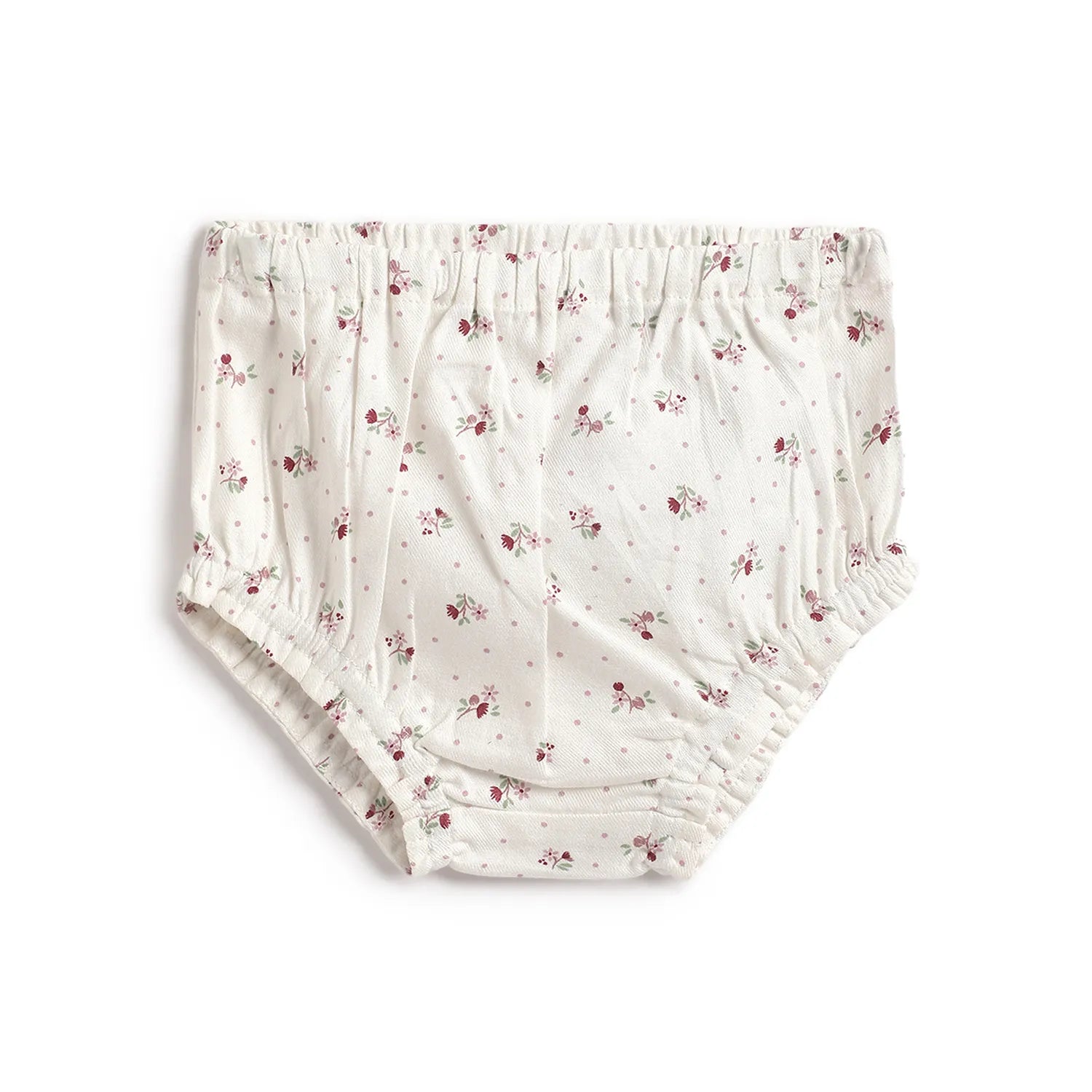 Girls White & Pink Printed Dress with Panties