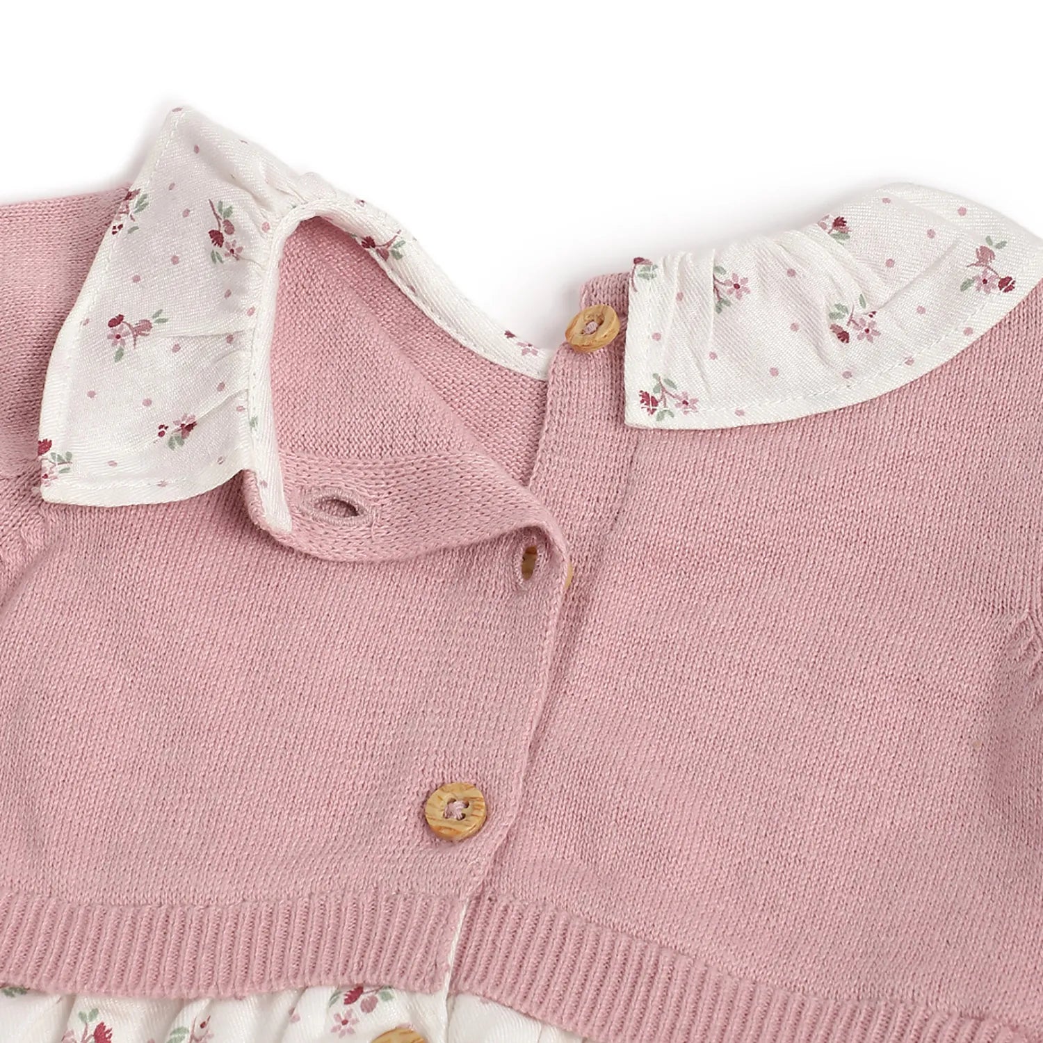 Girls White & Pink Printed Dress with Panties