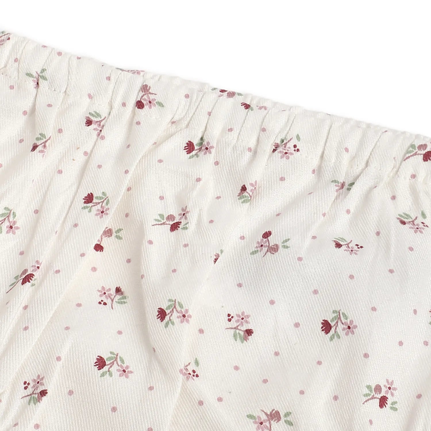 Girls White & Pink Printed Dress with Panties