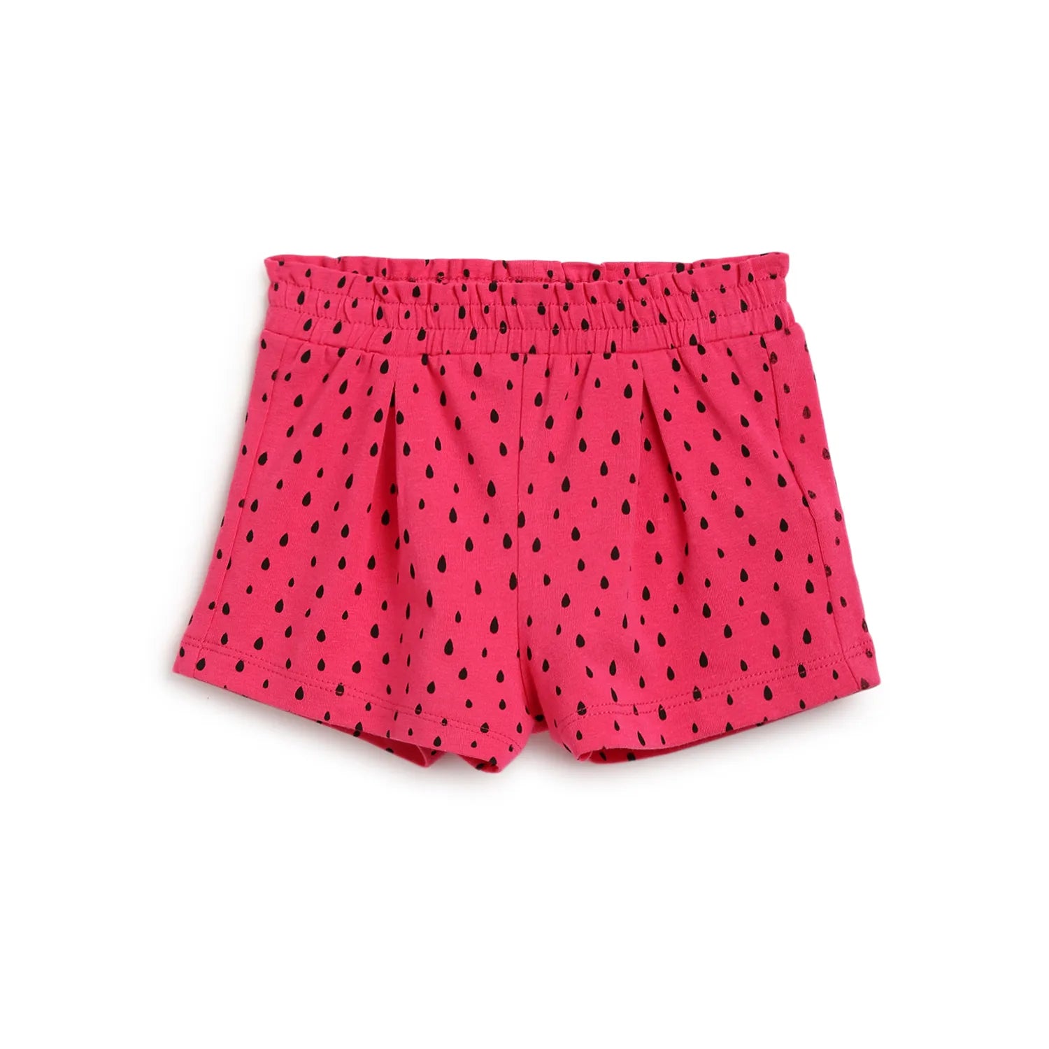 Girls White & Pink Printed Top with Shorts