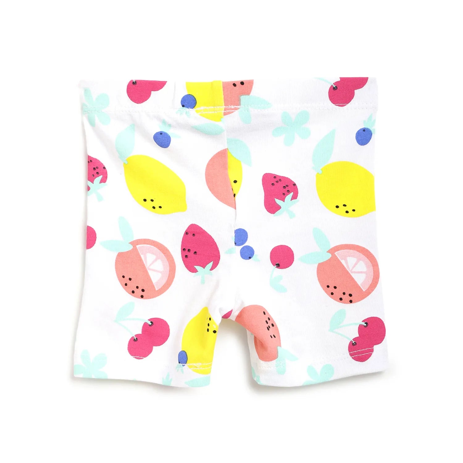 Girls White & Pink Printed Top with Shorts