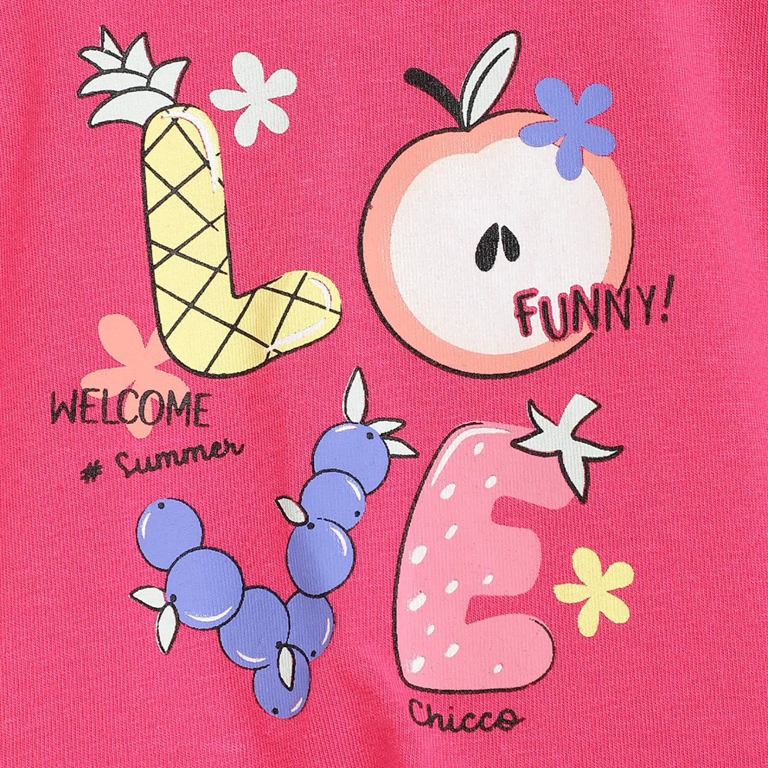 Girls White & Pink Printed Top with Shorts