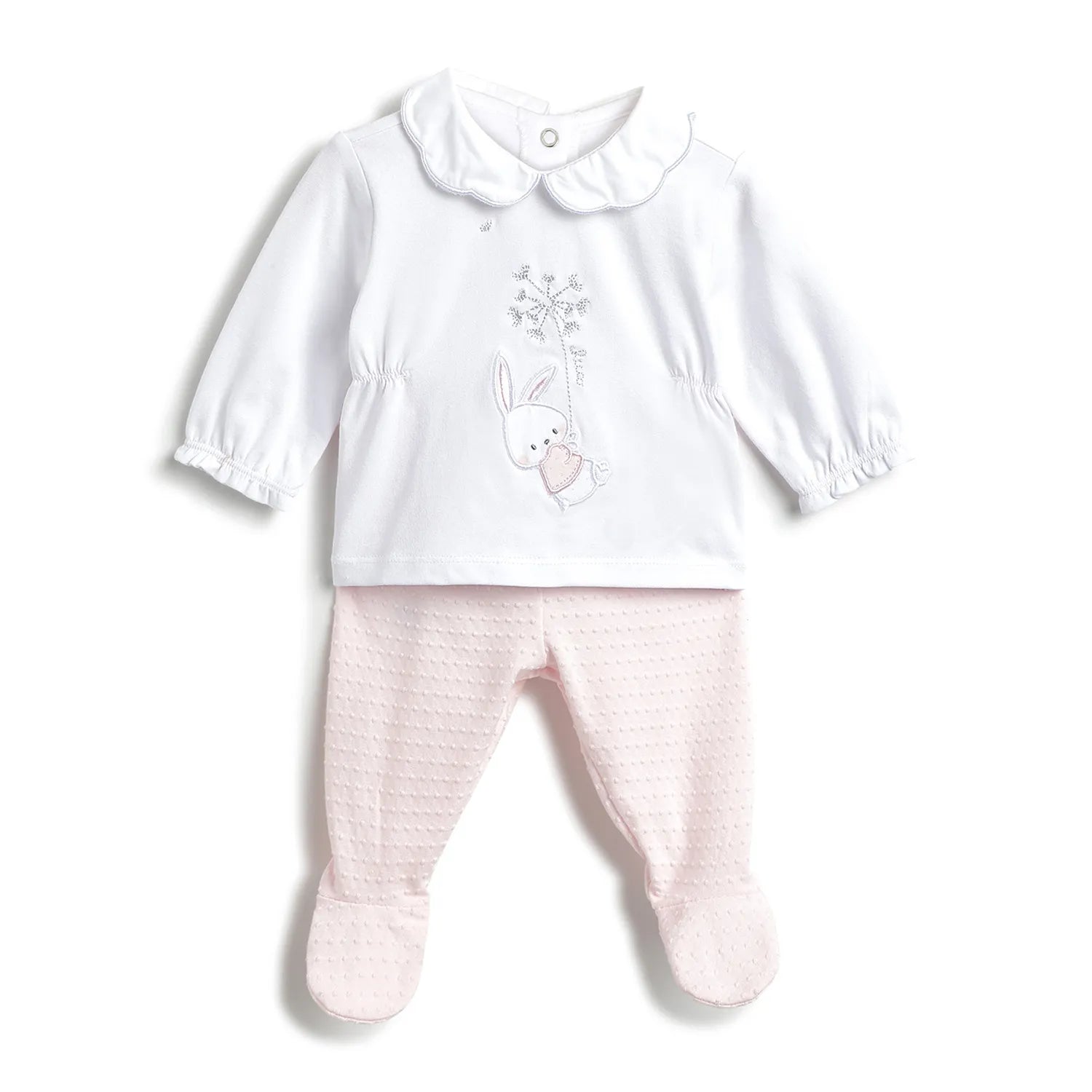 Girls White & Pink Top With Leggings