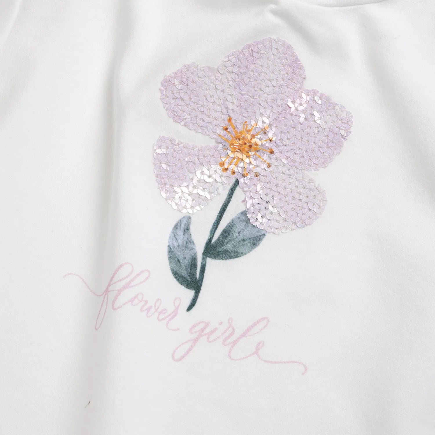 Girls White and Purple Embellished T-shirt