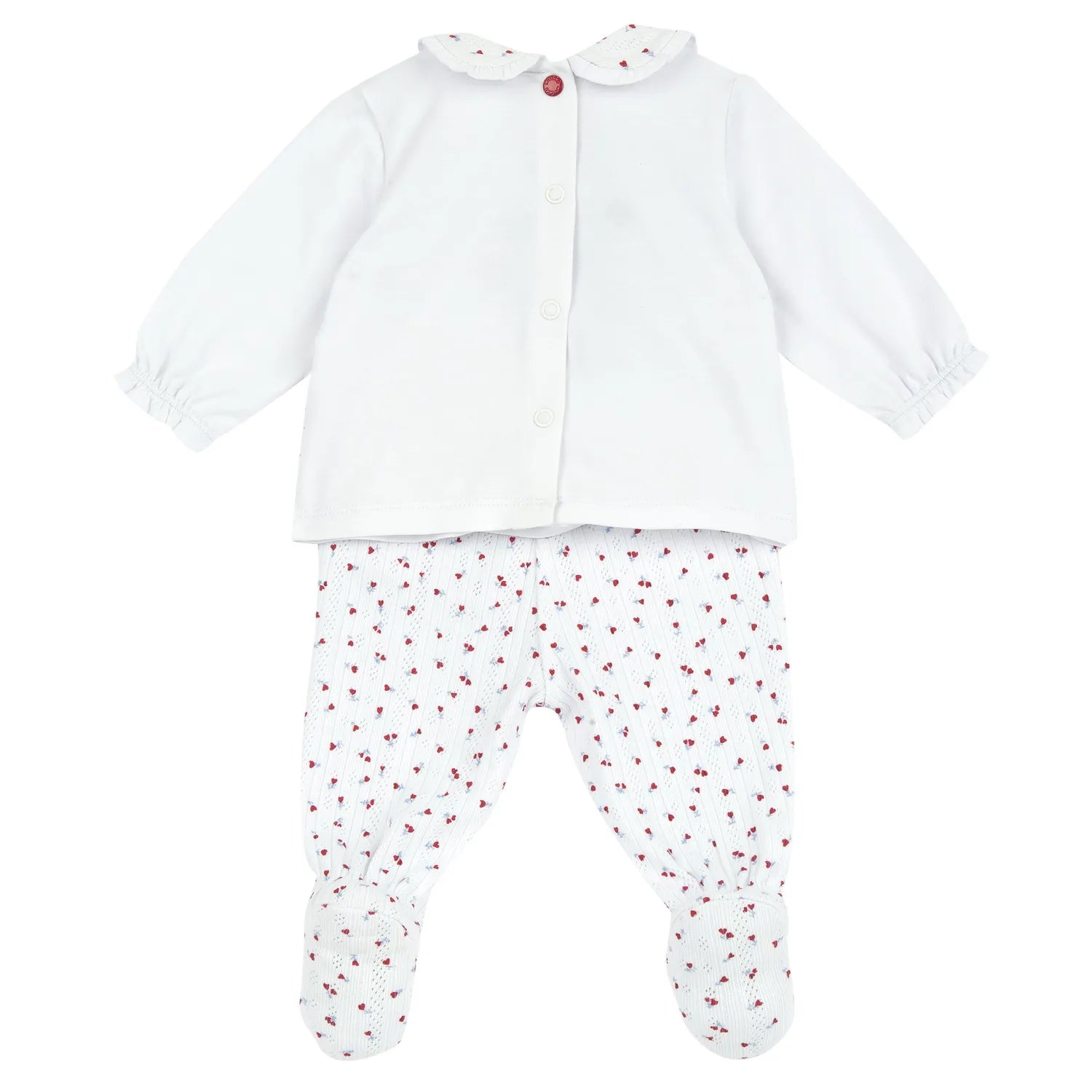 Girls White and Red Embroidered Smock with Leggings