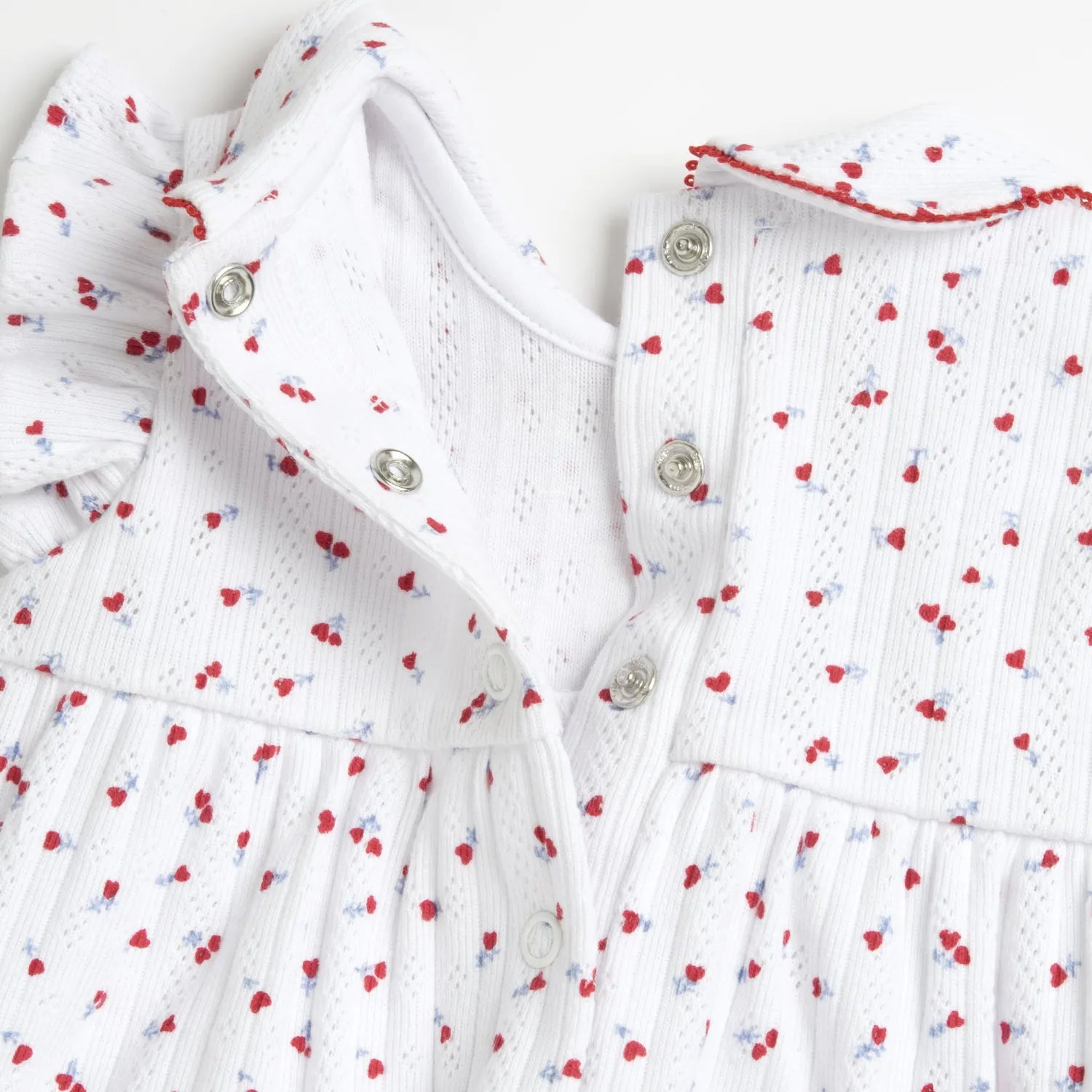 Girls White and Red Printed Dress with Panties