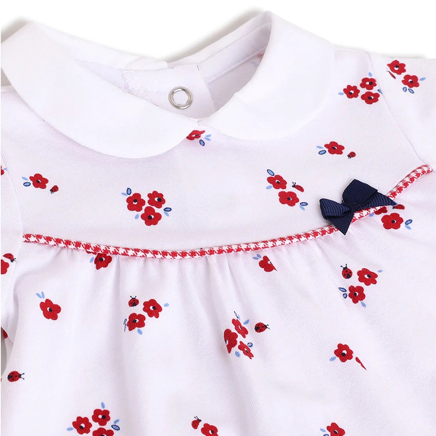 Girls White & Red Printed Romper