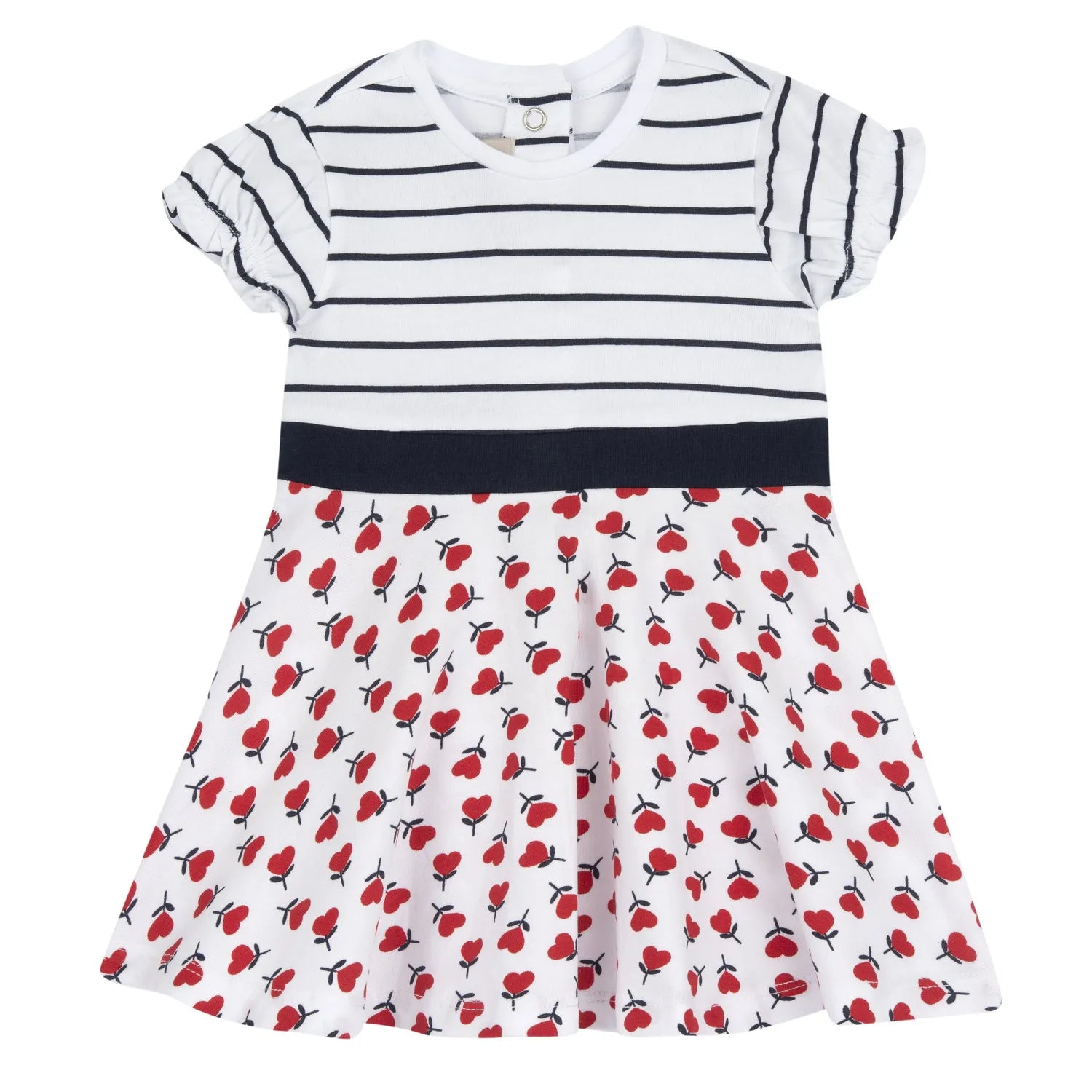 Girls White and Red Striped Dress