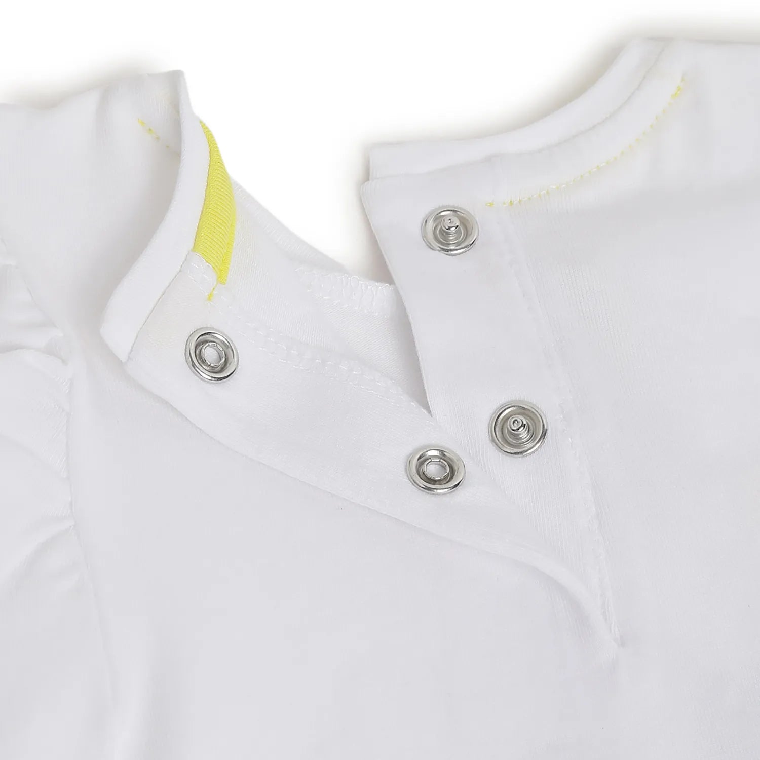 Girls White & Yellow Printed Top with Shorts