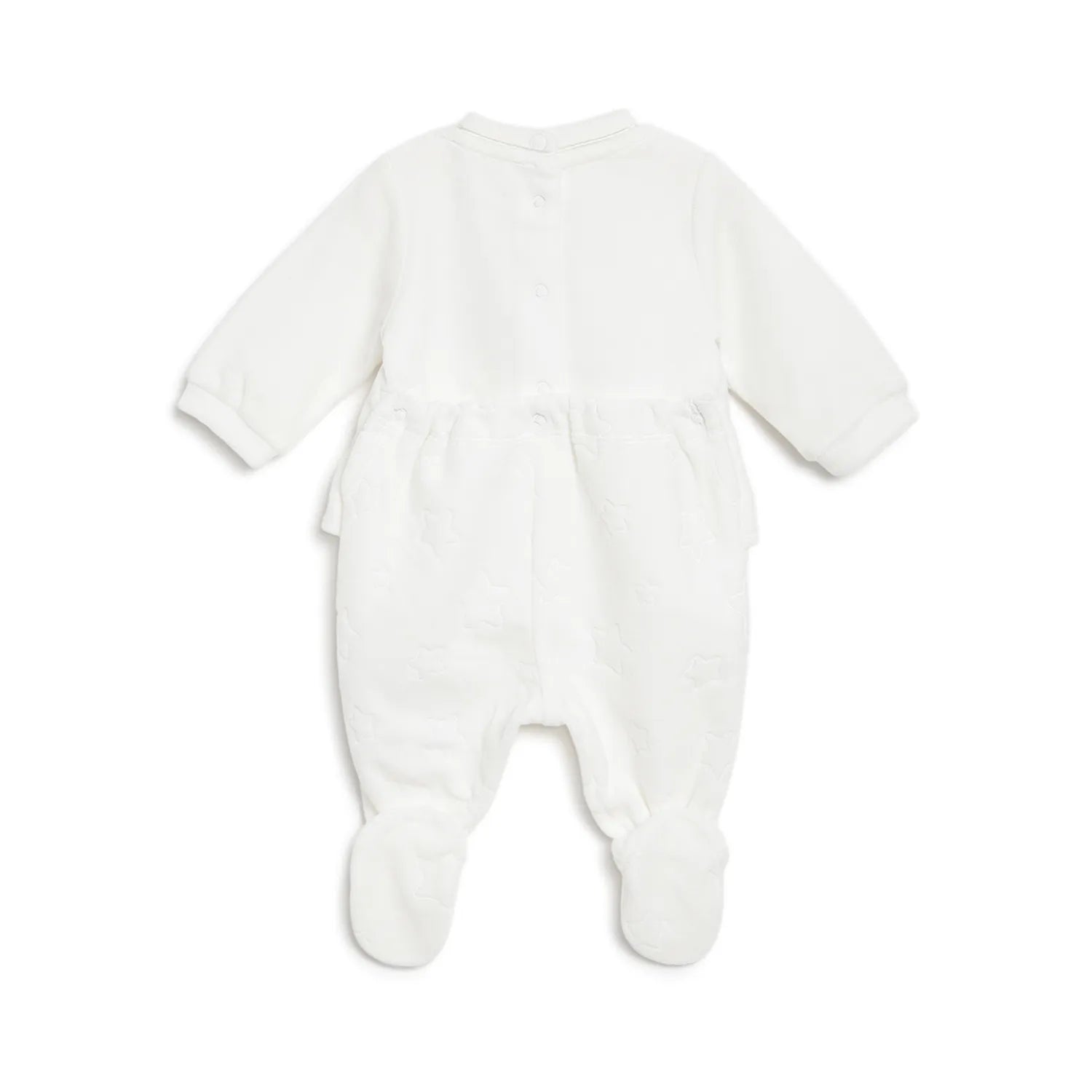 Girls White Applique Nappy Opening Babysuit