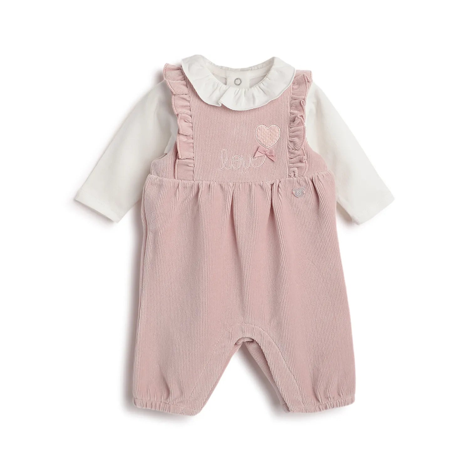 Girls White Bodysuit with Dungaree