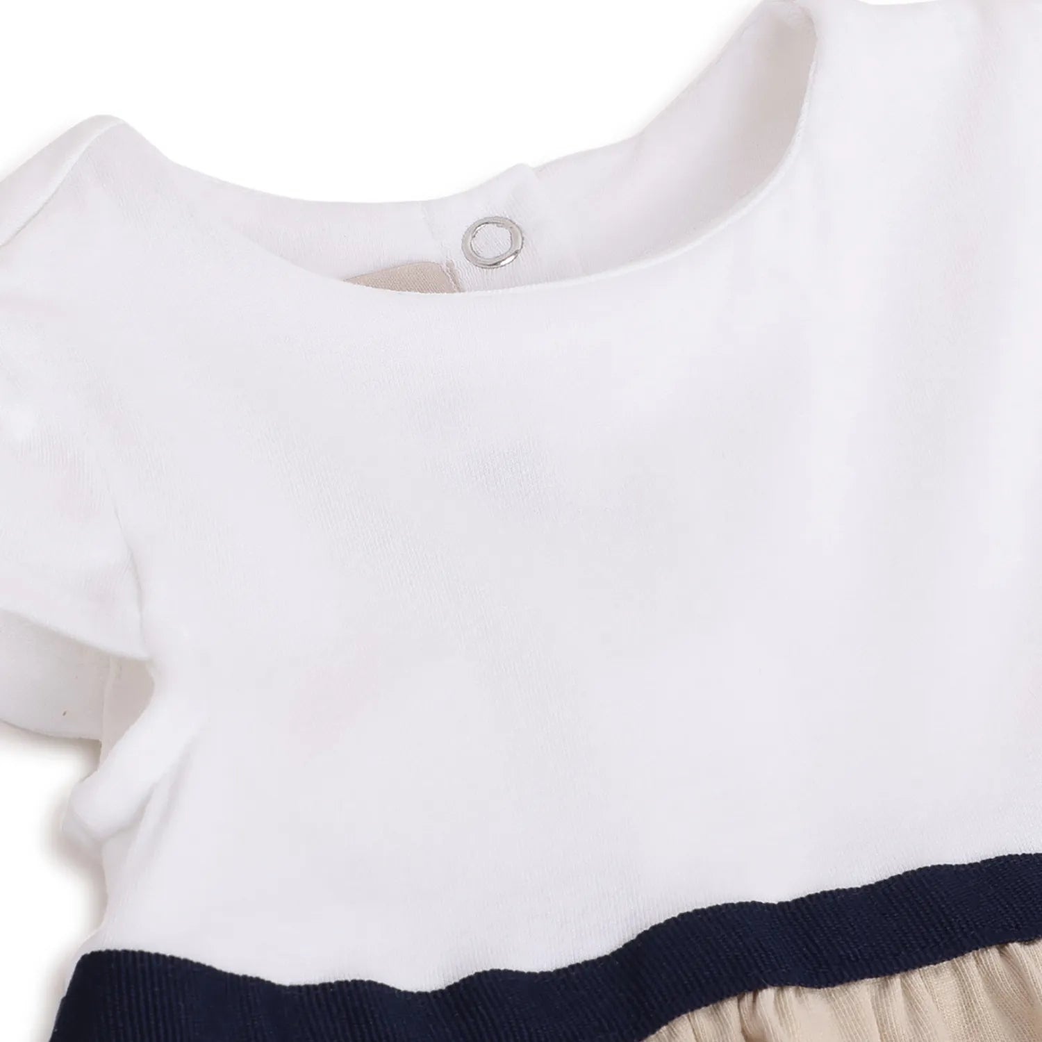 Girls White Colourblocked A-Line Dress