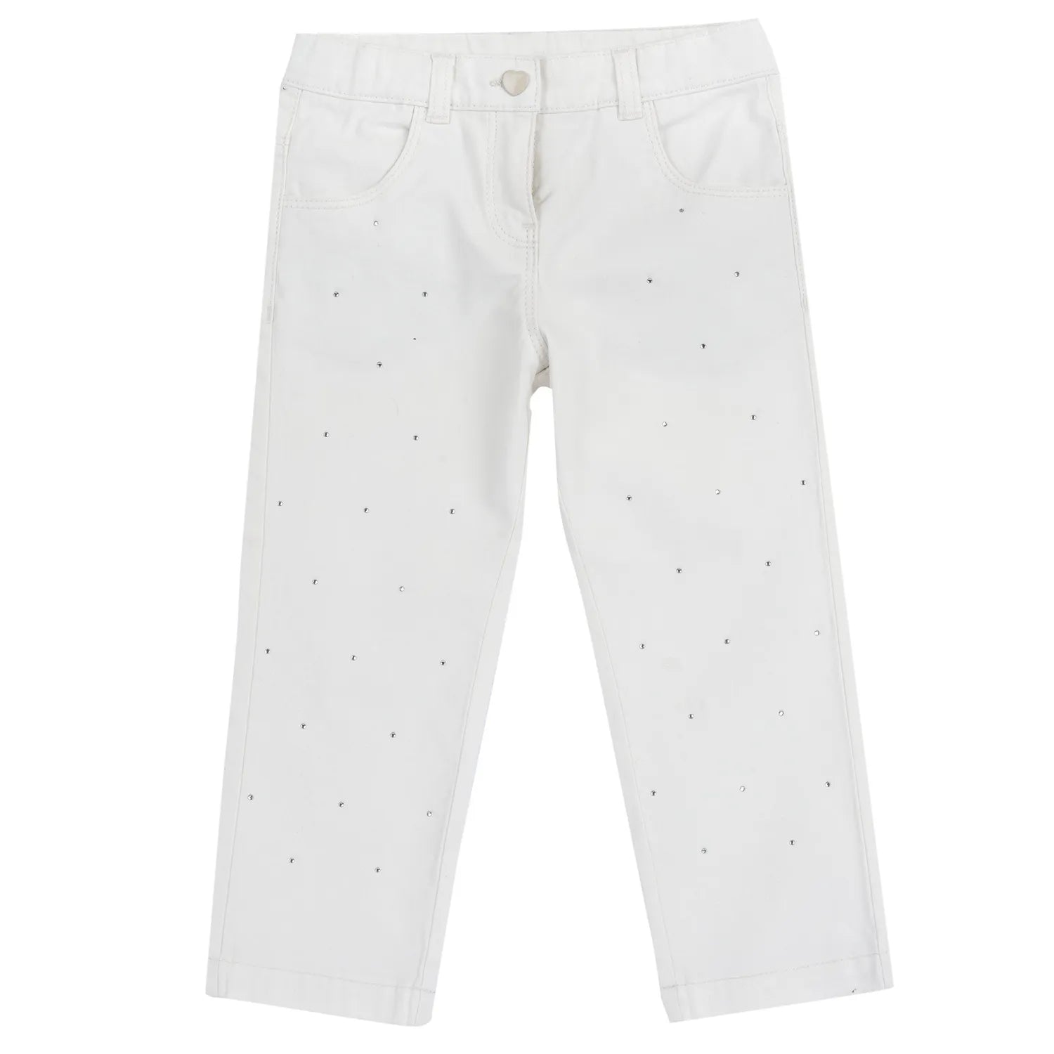 Girls White Embellished Jeans
