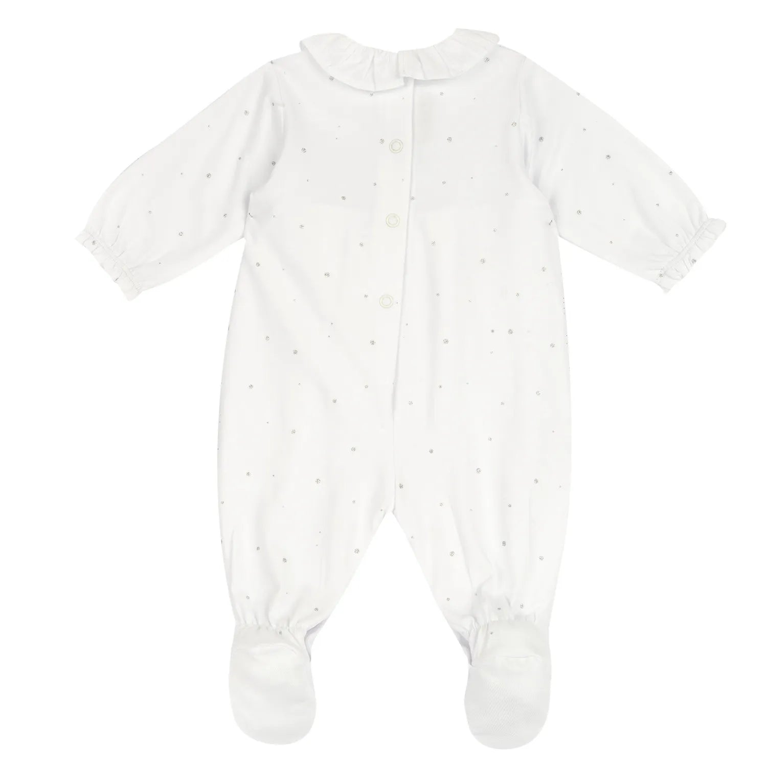 Girls White Embellished Leg Opening Babysuit