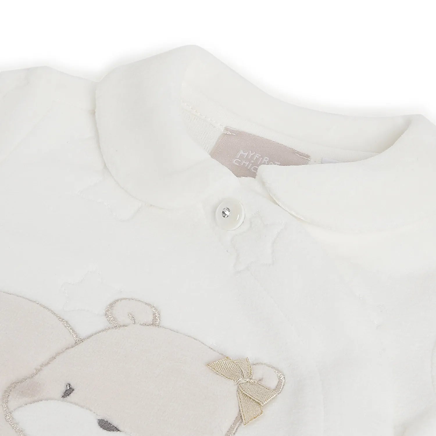 Girls White Embroidered Front Opening Babysuit