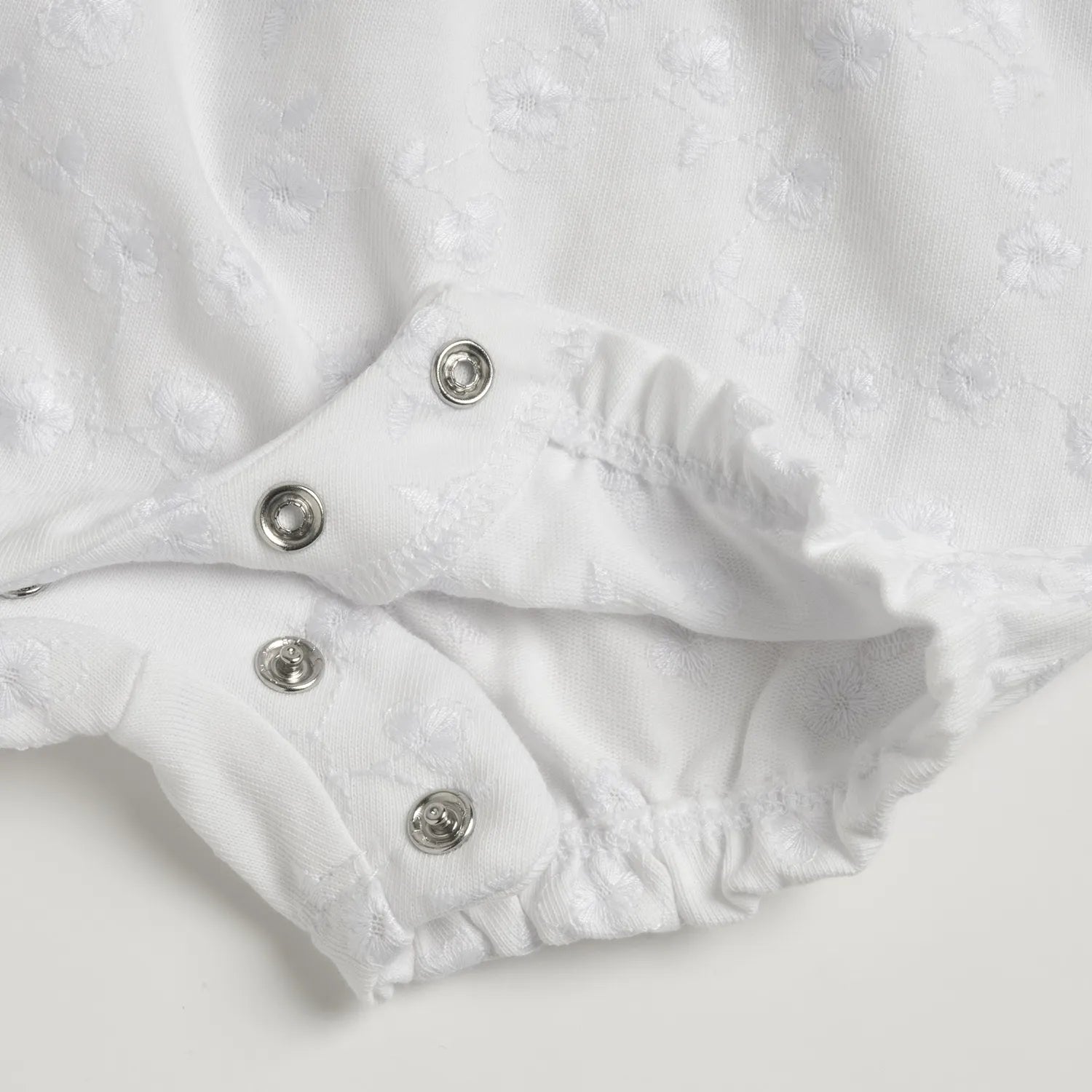 Girls White Embroidered Romper