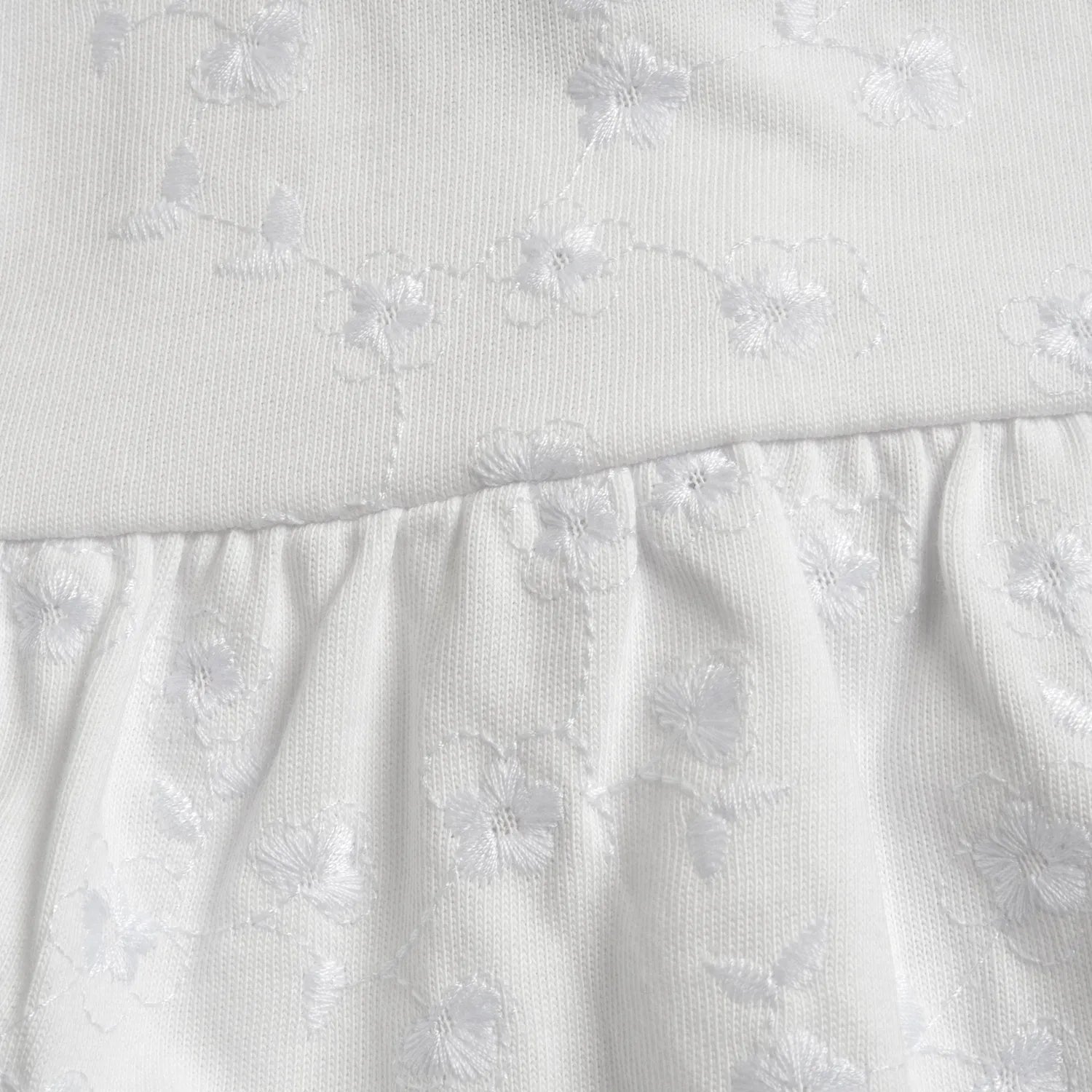 Girls White Embroidered Romper