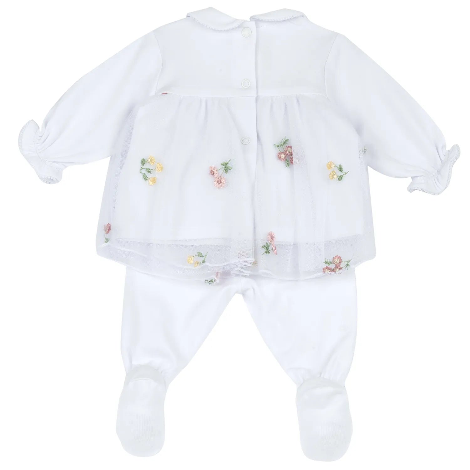 Girls White Embroidered Smock with Leggings