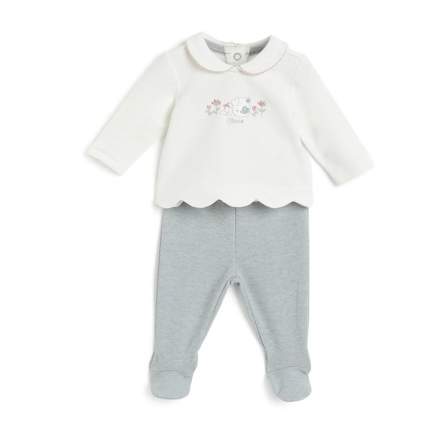 Girls White Embroidered Sweatshirt With Legging