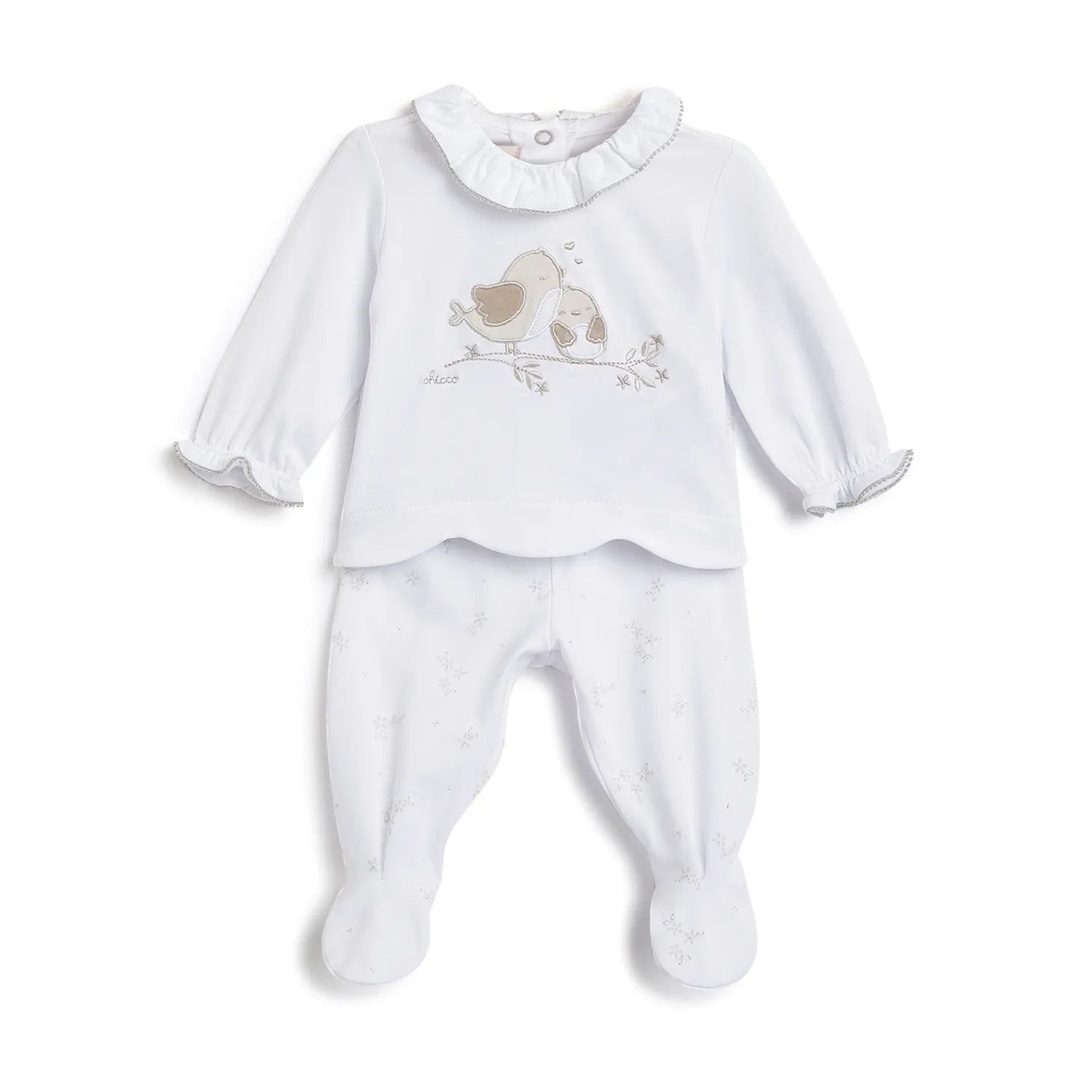 Girls White Embroidered Top With Leggings
