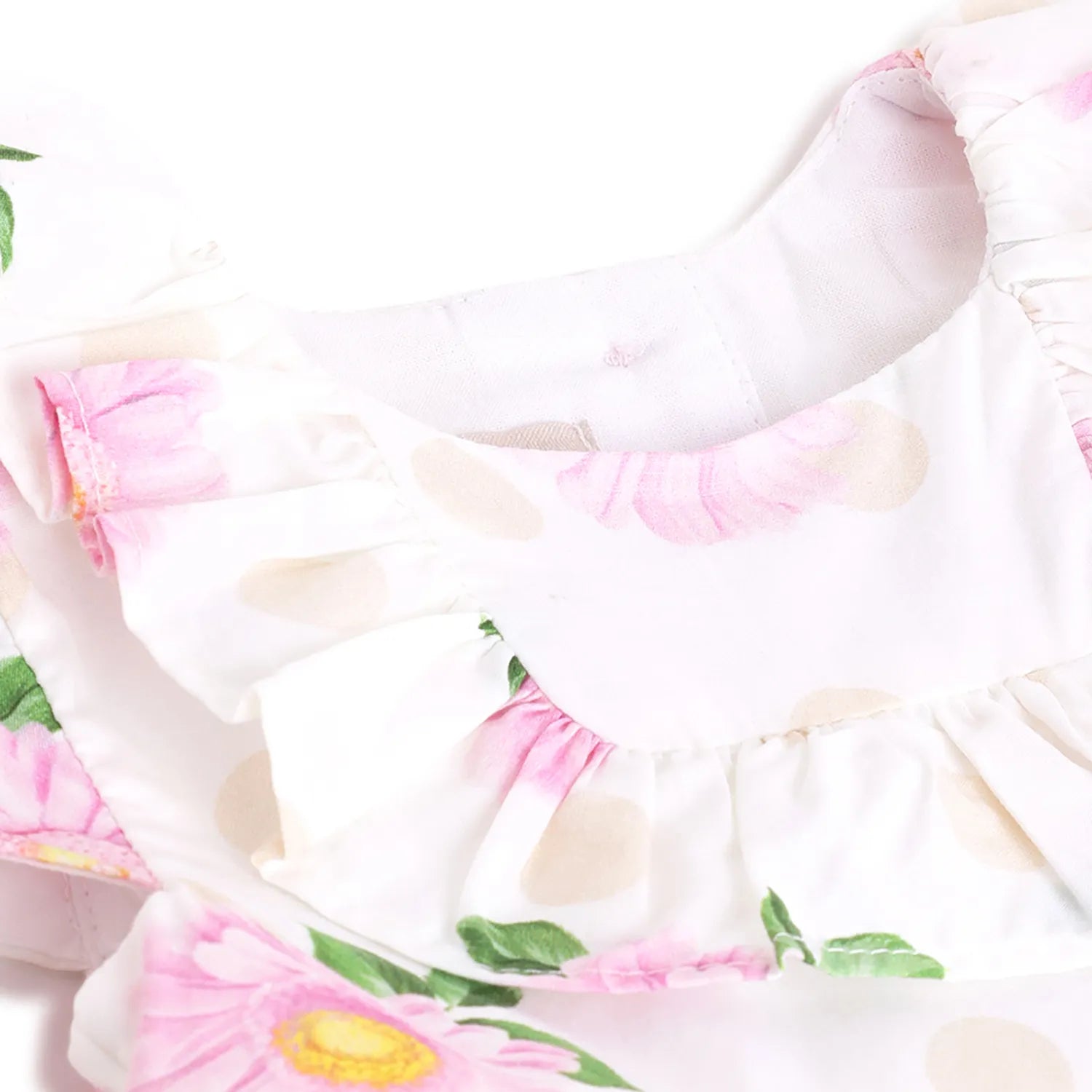 Girls White Floral Printed Dress