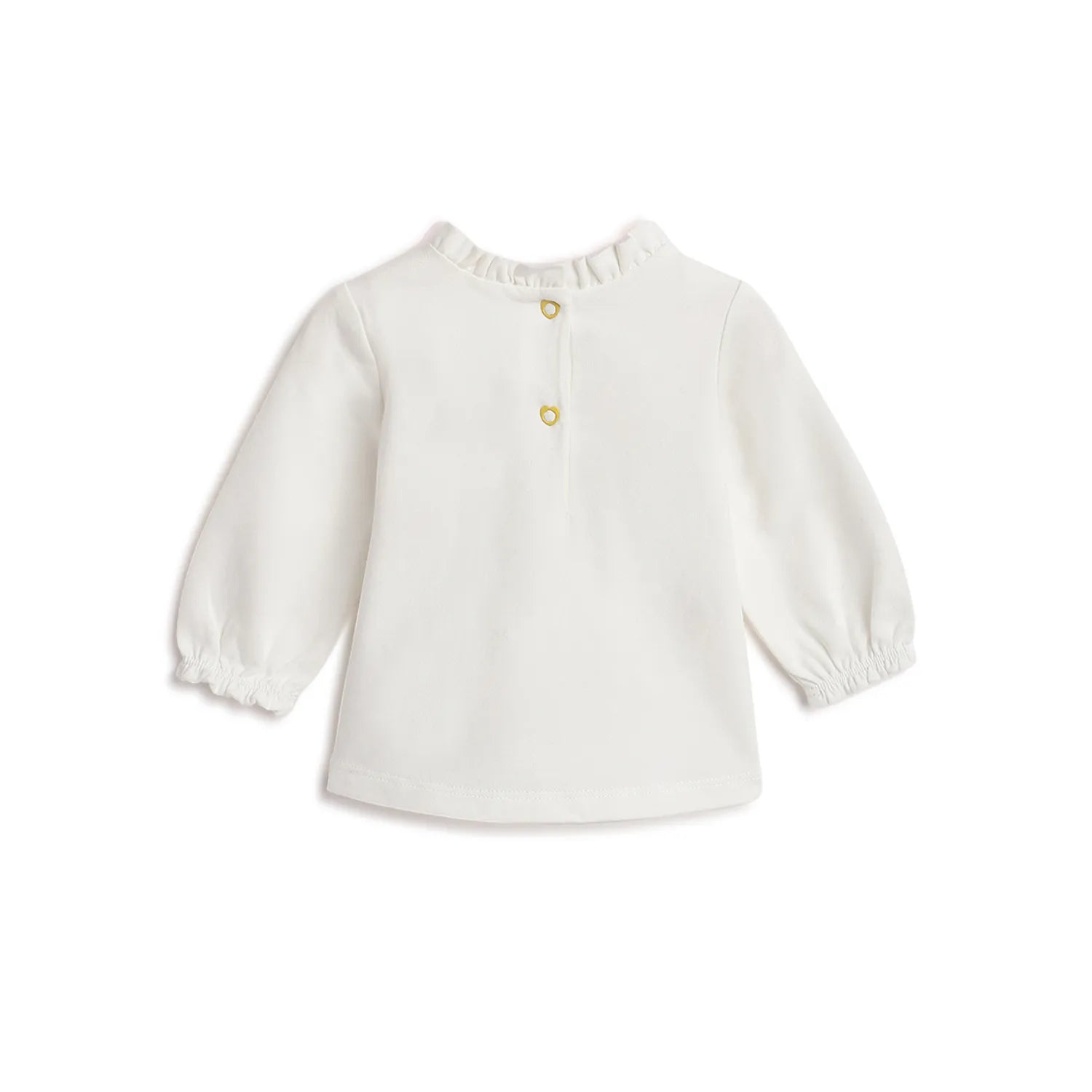 Girls White Floral Printed T-shirt