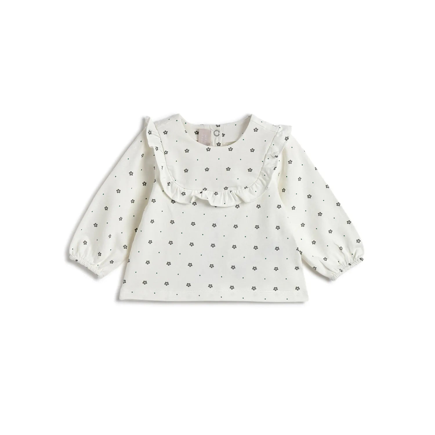 Girls White Floral Printed Top