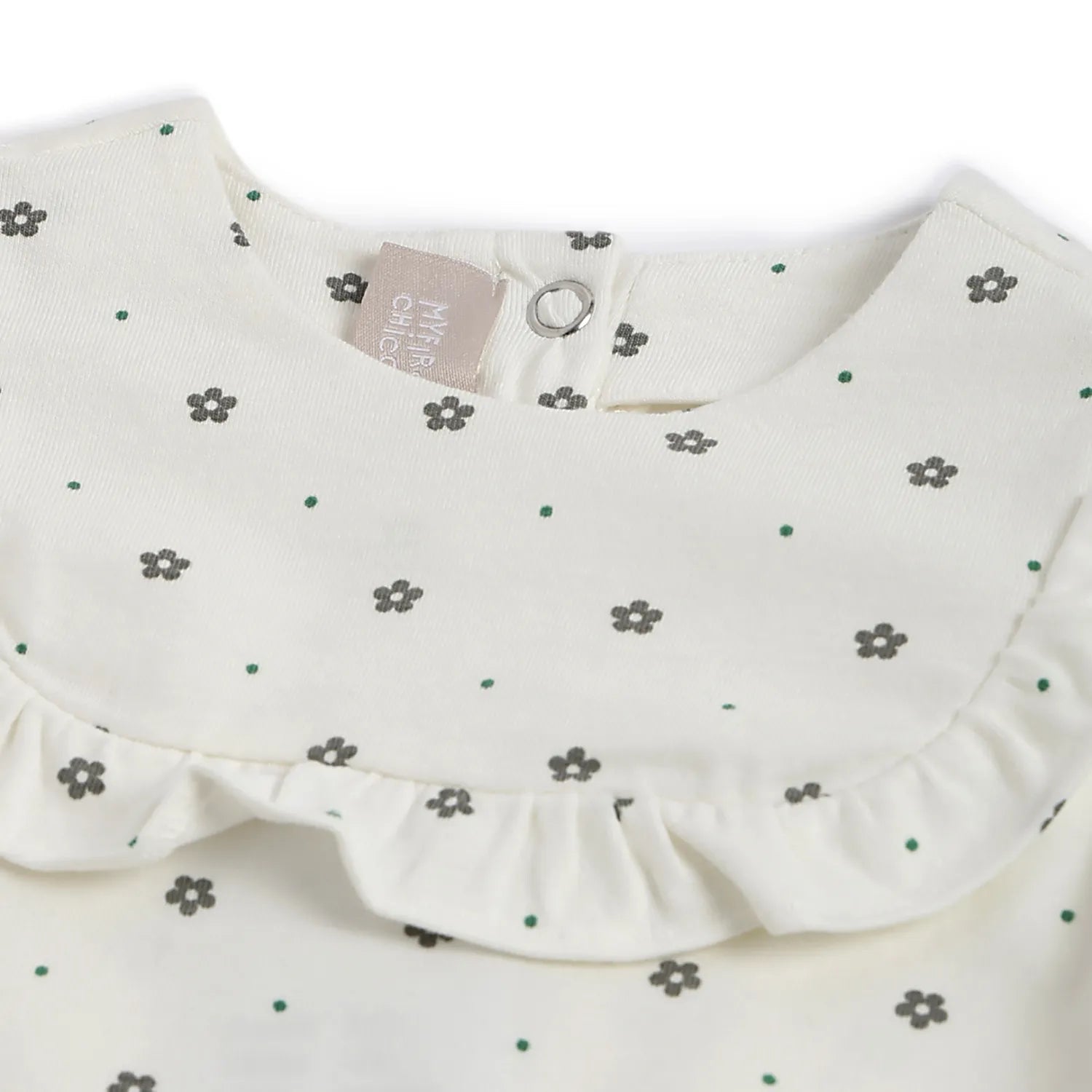 Girls White Floral Printed Top