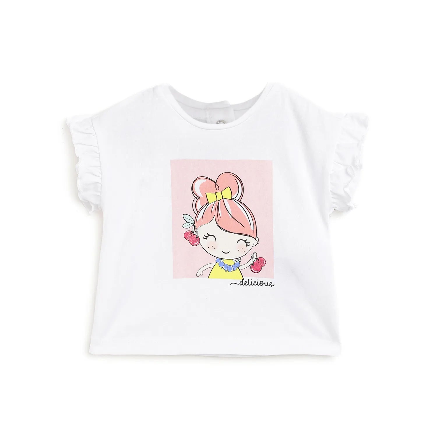 Girls White Graphic Printed T-shirt