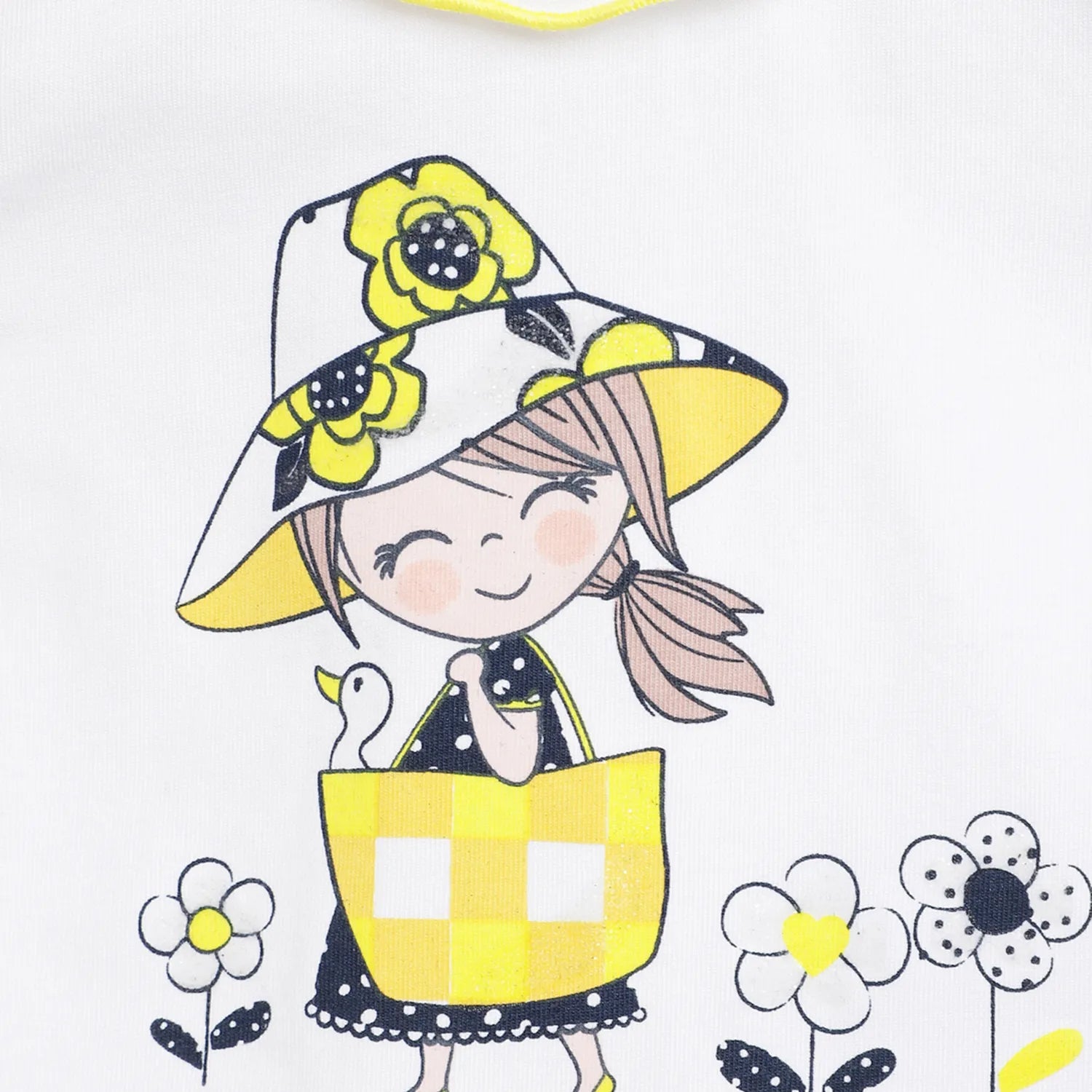 Girls White Graphic Printed Top