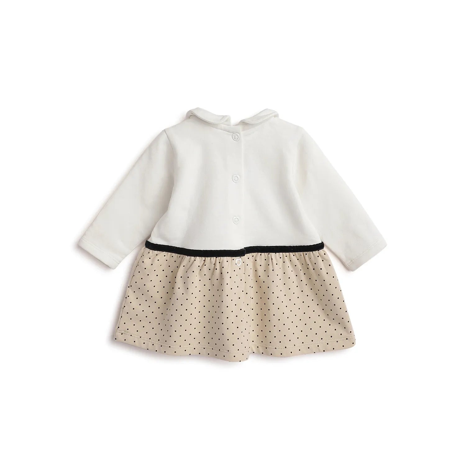 Girls White Polka Dot Printed Dress