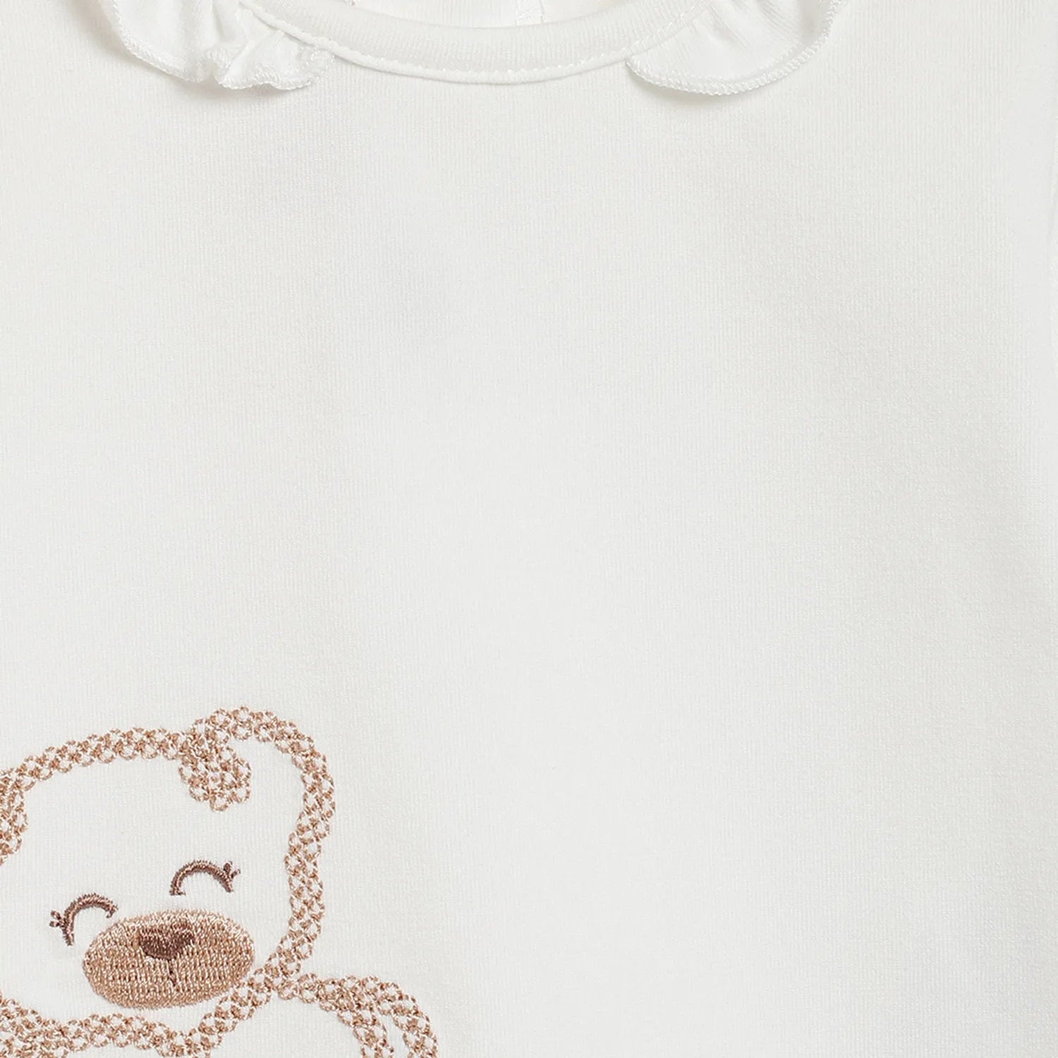 Girls White Printed Applique T-shirt