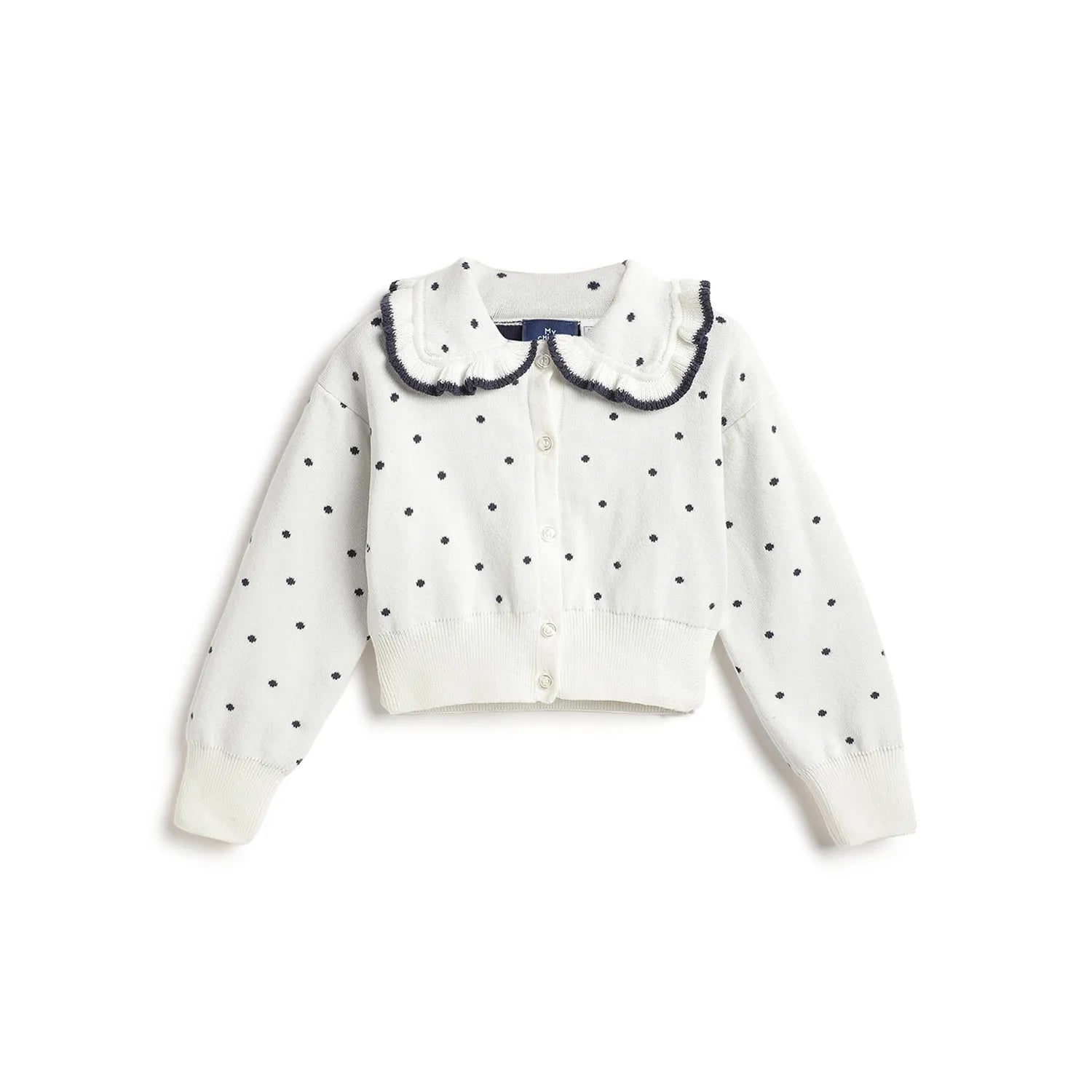 Girls White Printed Cardigan
