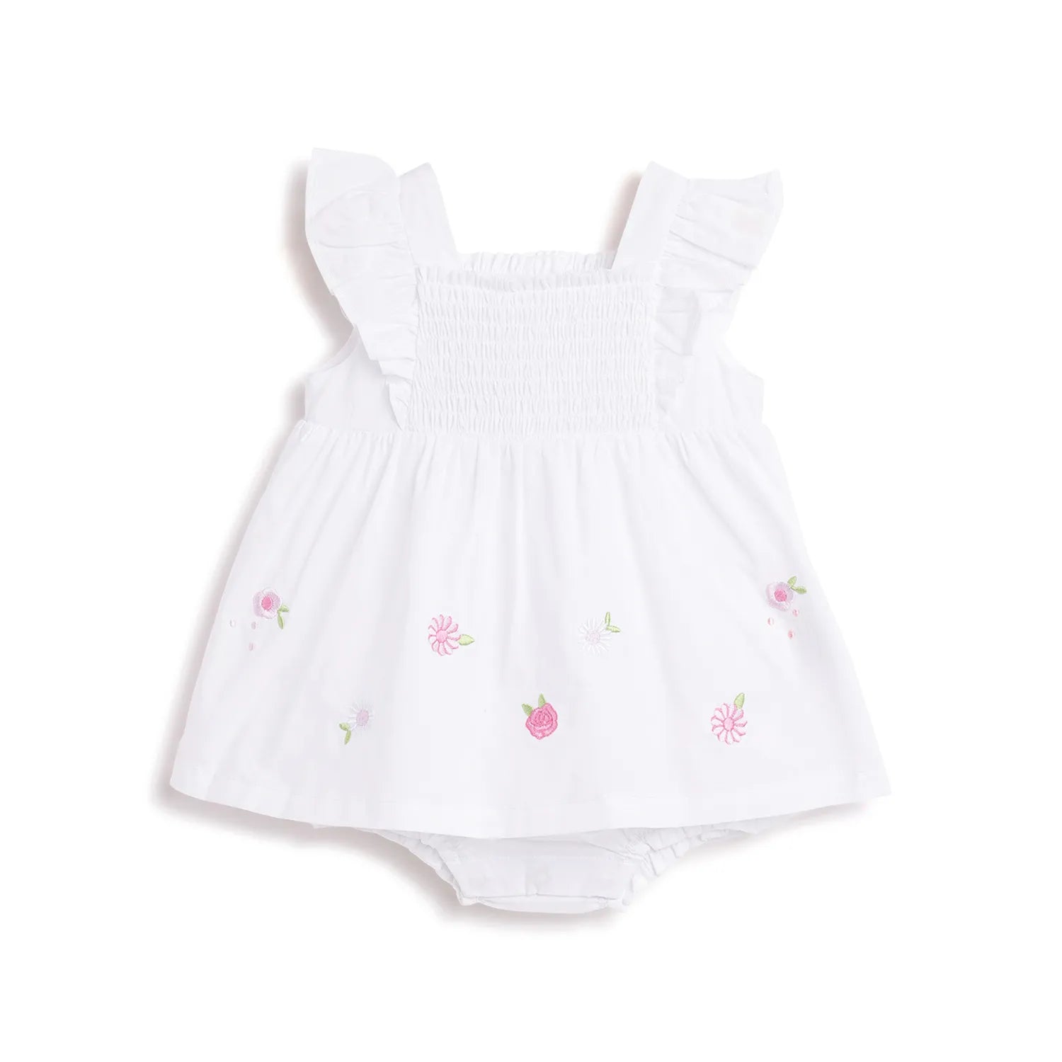 Girls White Printed Dress