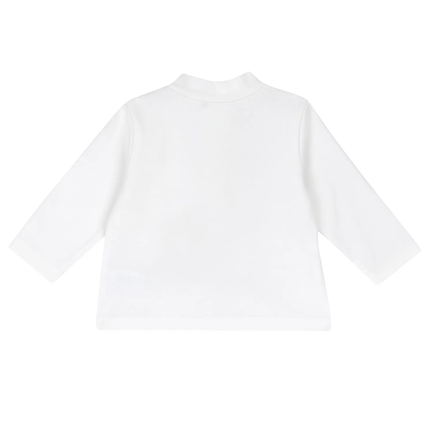 Girls White Printed High Neck T-shirt